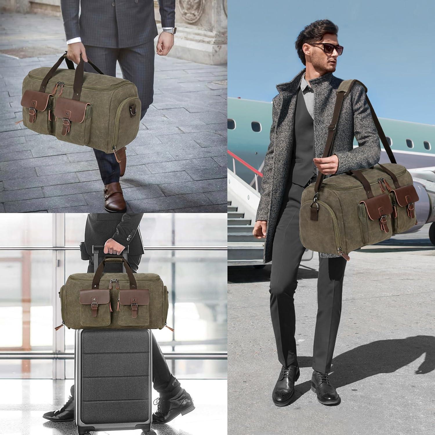 Bolsa de Viaje Duffle 2 en 1 Gris Vintage - Ropa y Traje