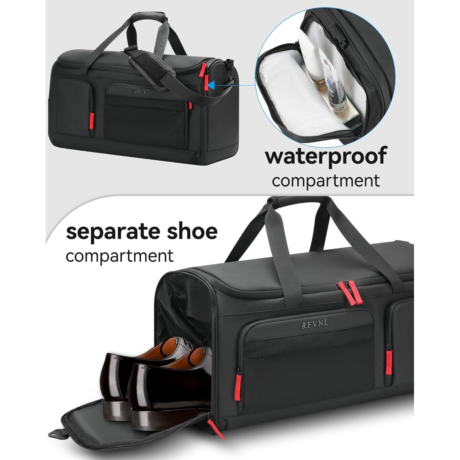Bolsa de viaje impermeable RFVNL 70L 3 en 1 con compartimento para zapatos