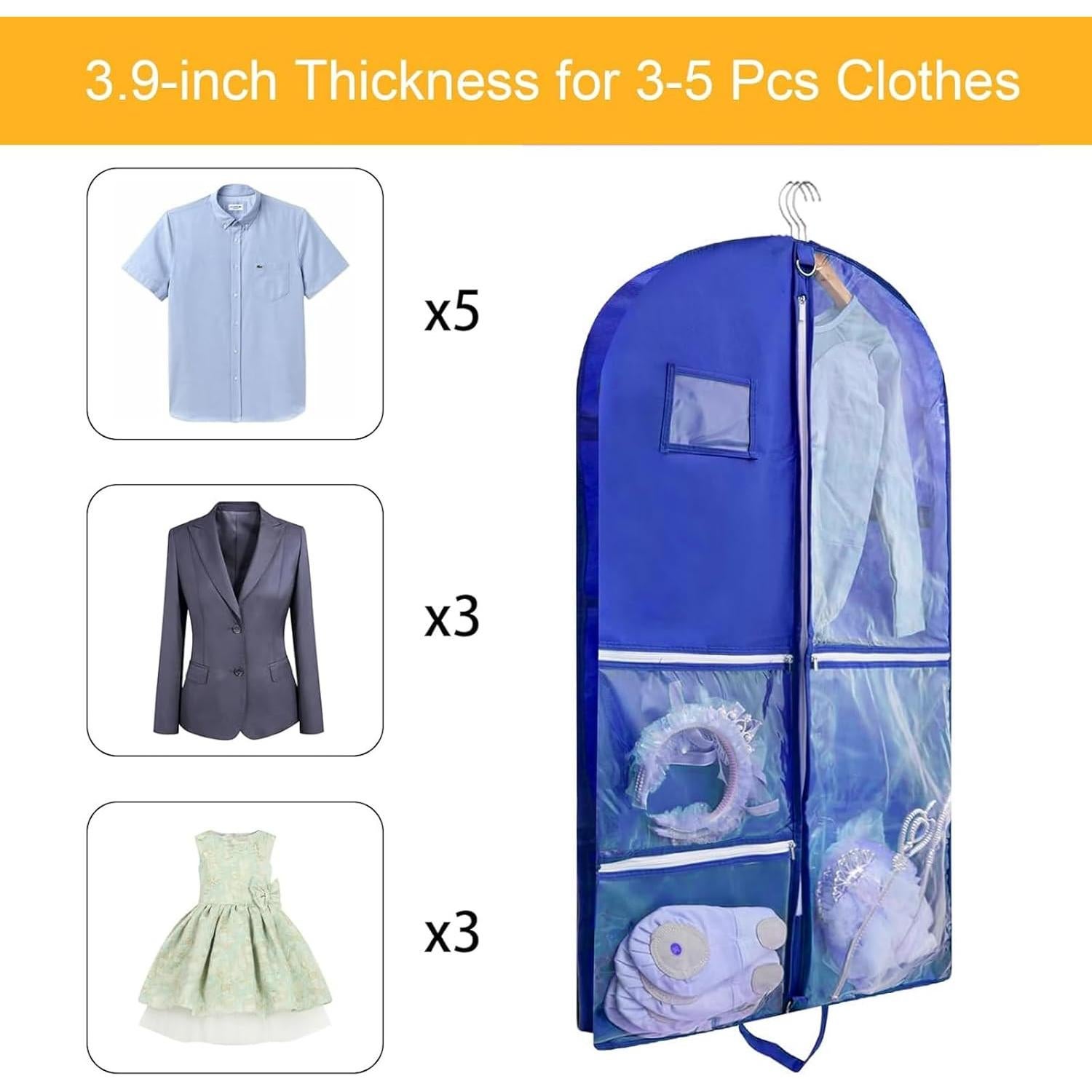 Bolsa de Ropa Colgante QEES 101.6 cm Azul Impermeable