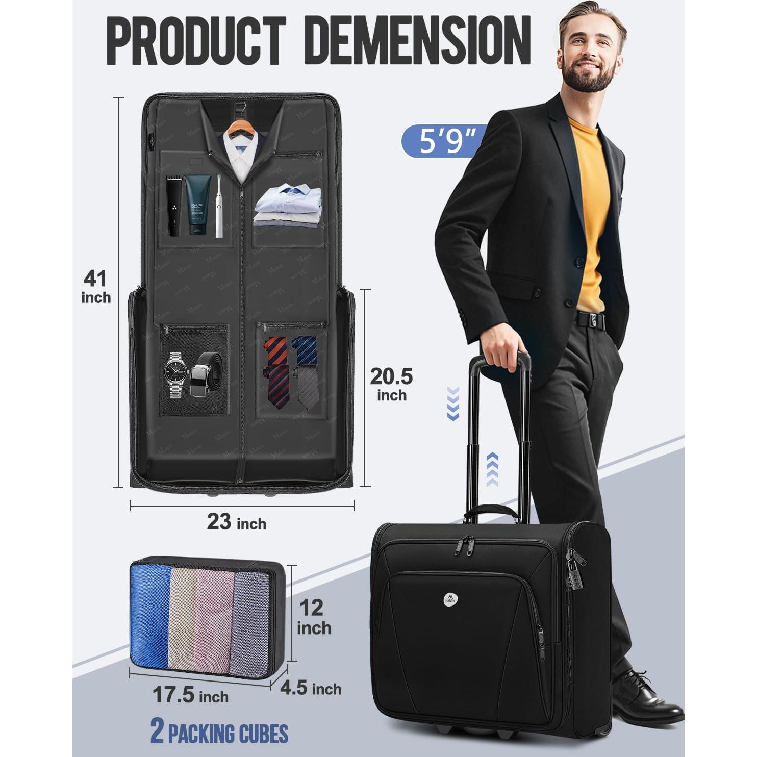 Bolsa de Ropa Rodante MATEIN con Compartimento para Laptop 17.3"