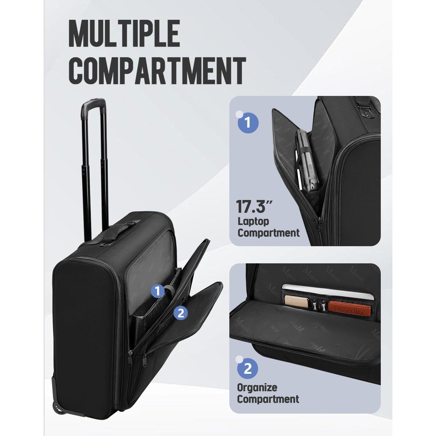 Bolsa de Ropa Rodante MATEIN con Compartimento para Laptop 17.3"