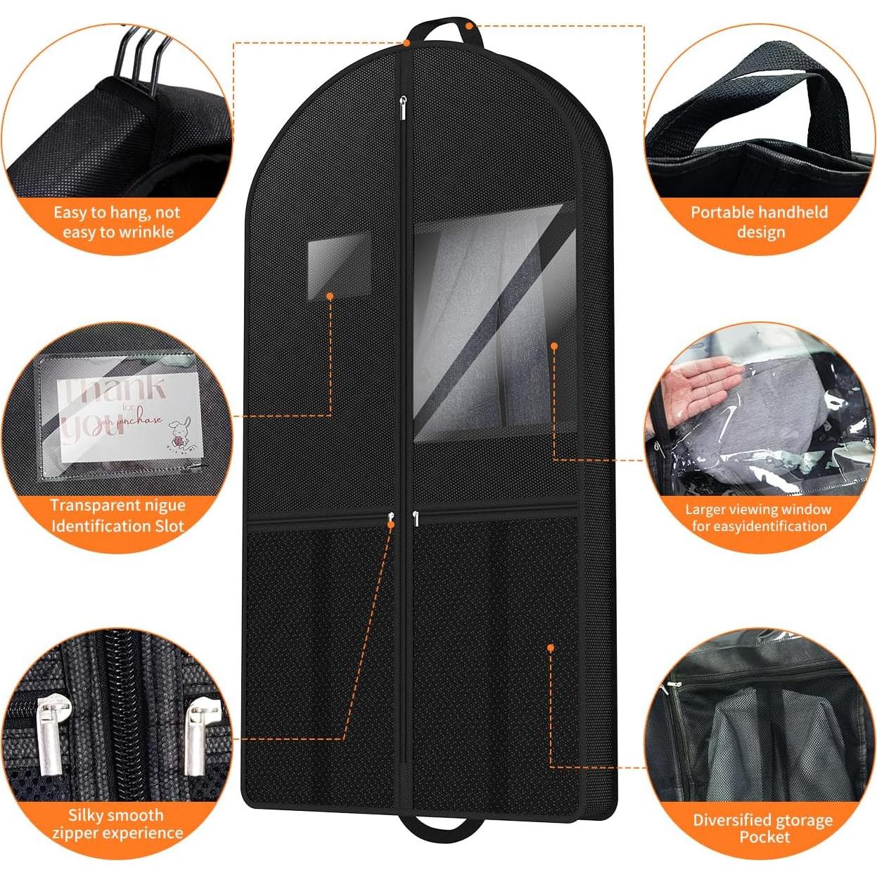 Bolsa de Viaje para Traje GOIUEDBZ 109 cm Plegable con Bolsillos