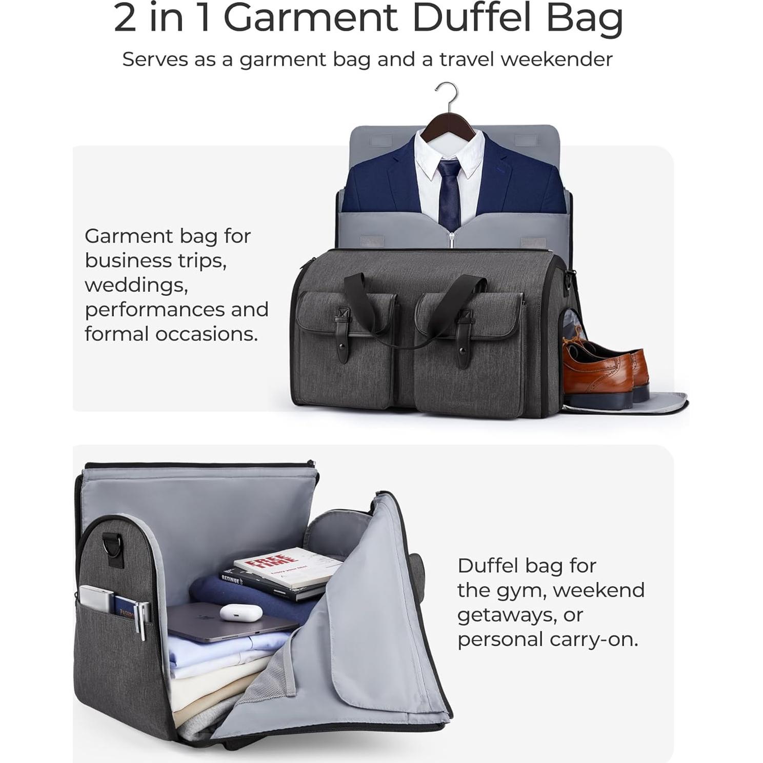 Bolsa de Ropa Duffle BAGSMART 2 en 1 Negra 45L