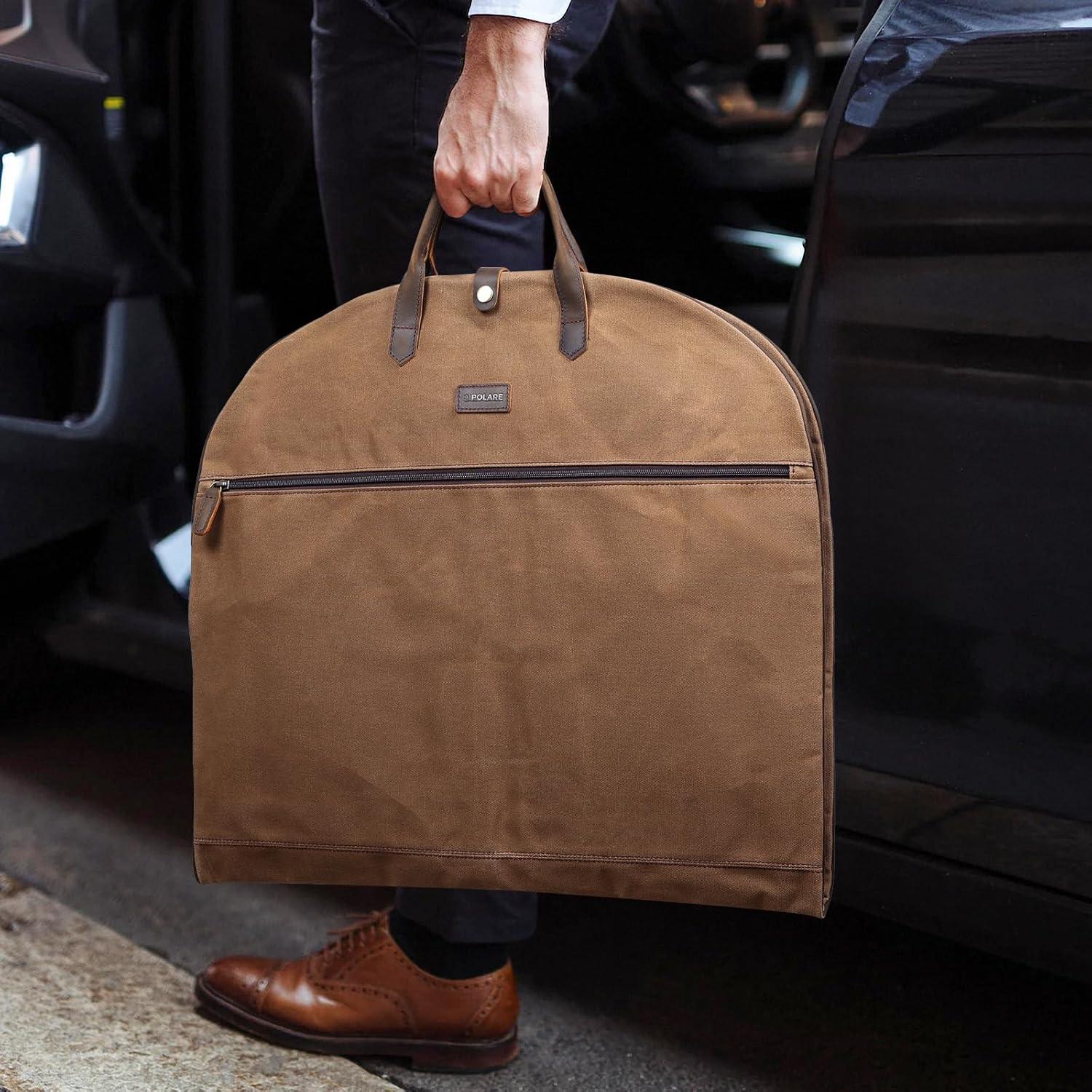 Bolsa de Viaje Polare 110 cm Lona Impermeable Cuero Marrón