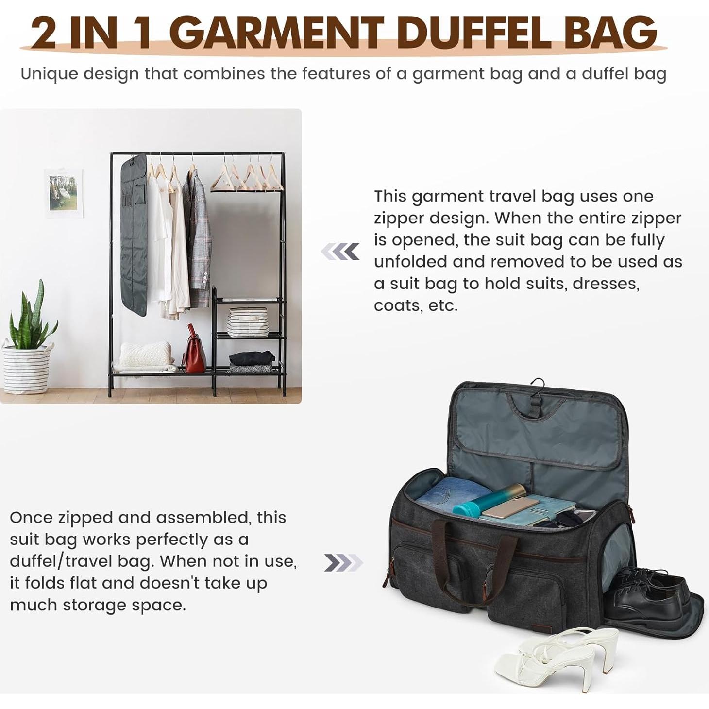 Bolsa de Ropa de Viaje S-ZONE 50L con Neceser y Duffle