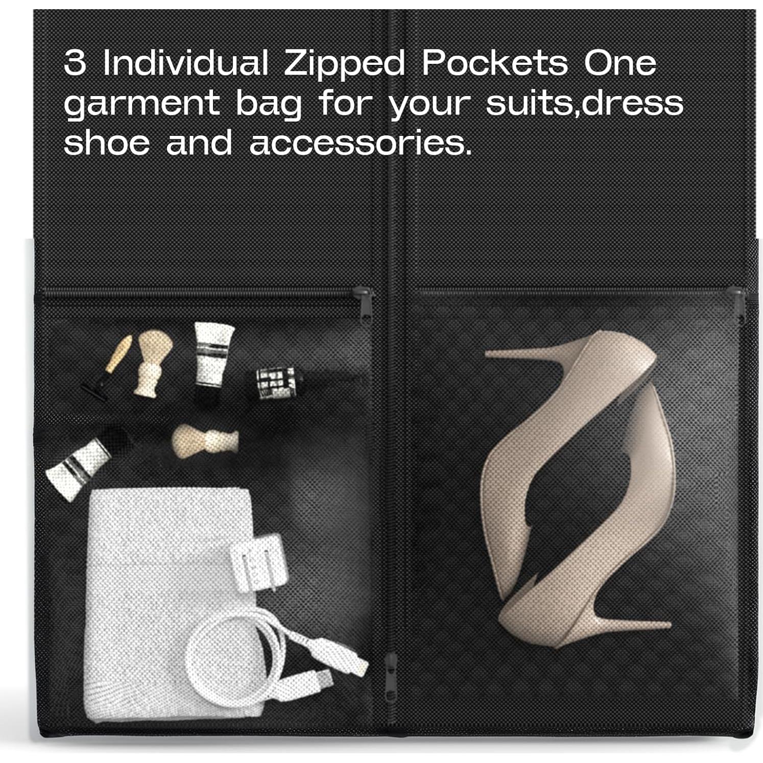 Bolsas de Ropa de Viaje Hopack 60" (152.4 cm) 2 Piezas Negro