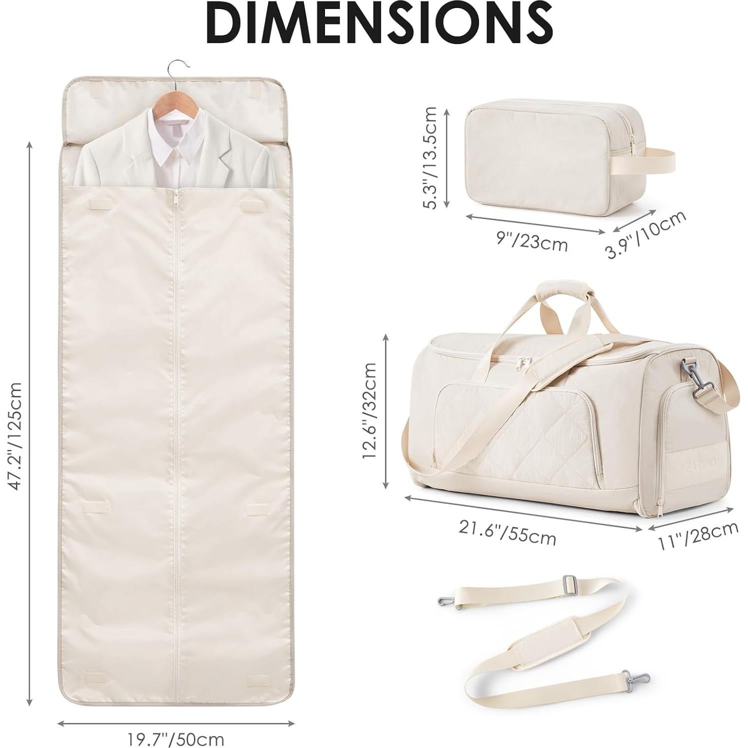 Bolsa de viaje rodante 3 en 1 beige ET24B428C