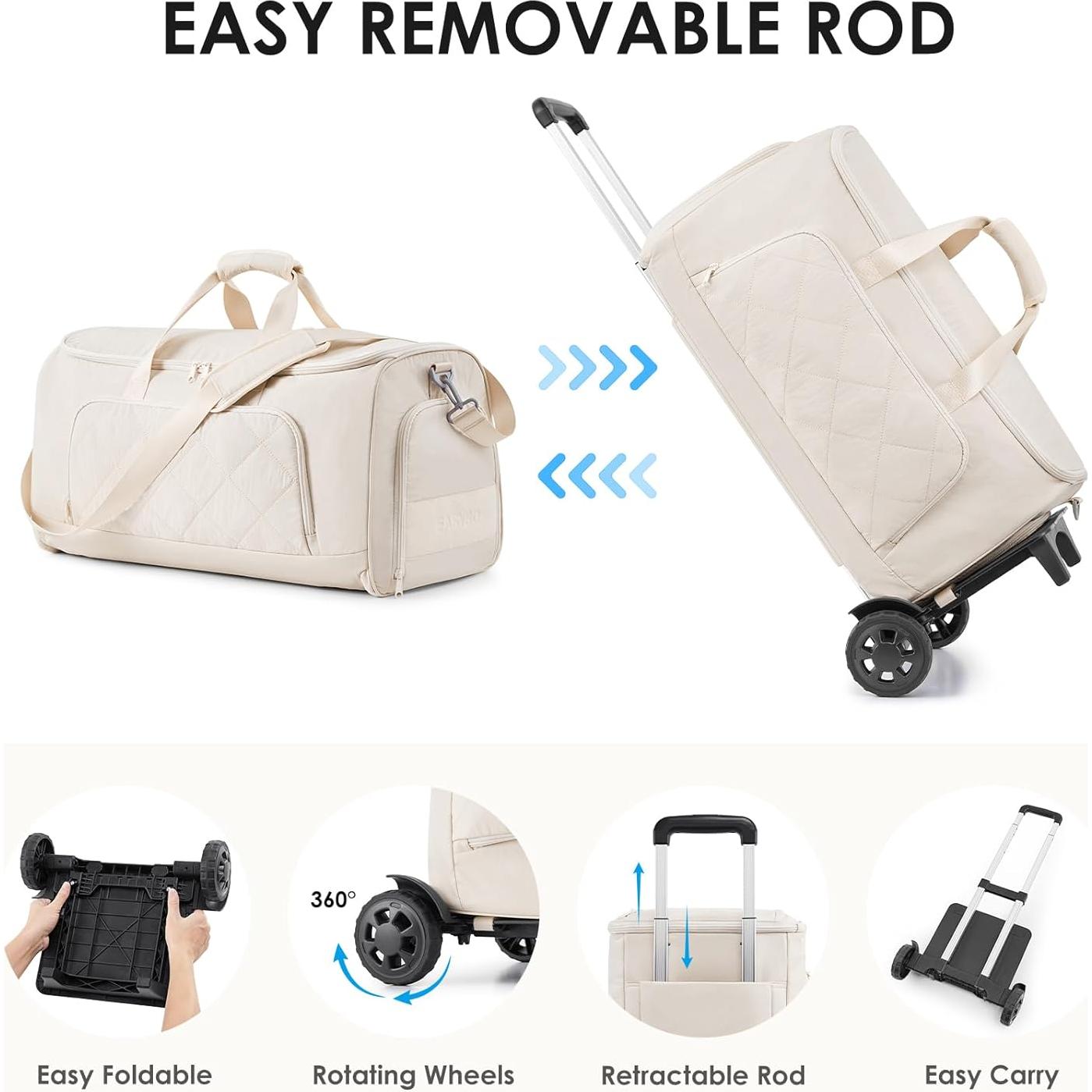 Bolsa de viaje rodante 3 en 1 beige ET24B428C