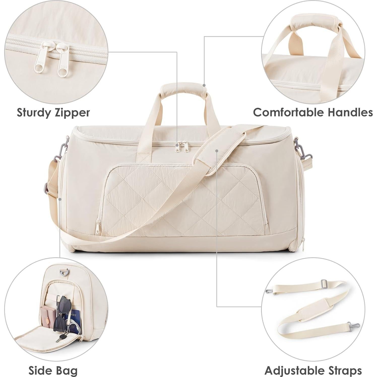 Bolsa de viaje rodante 3 en 1 beige ET24B428C