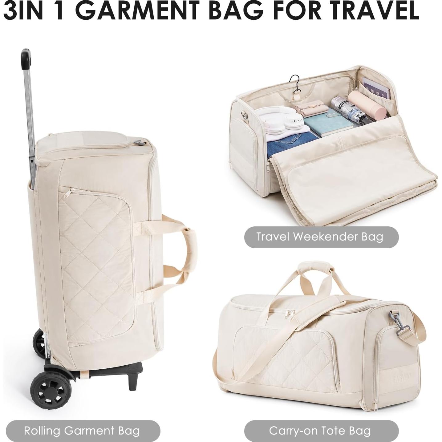 Bolsa de viaje rodante 3 en 1 beige ET24B428C