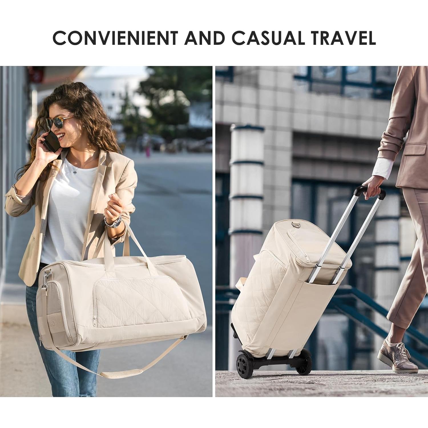 Bolsa de viaje rodante 3 en 1 beige ET24B428C