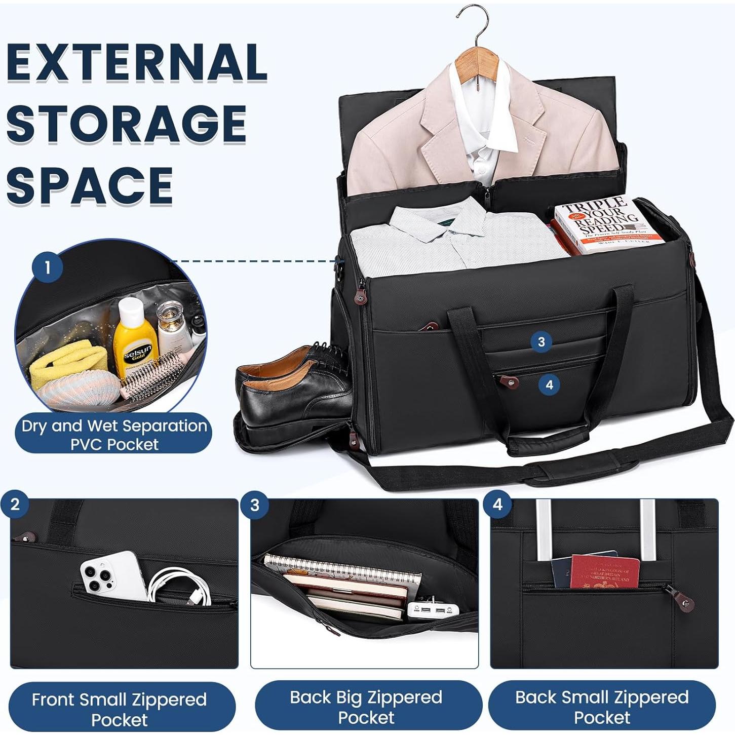 Bolsa de Ropa Duffle Joyrally 2 en 1 Impermeable Negra