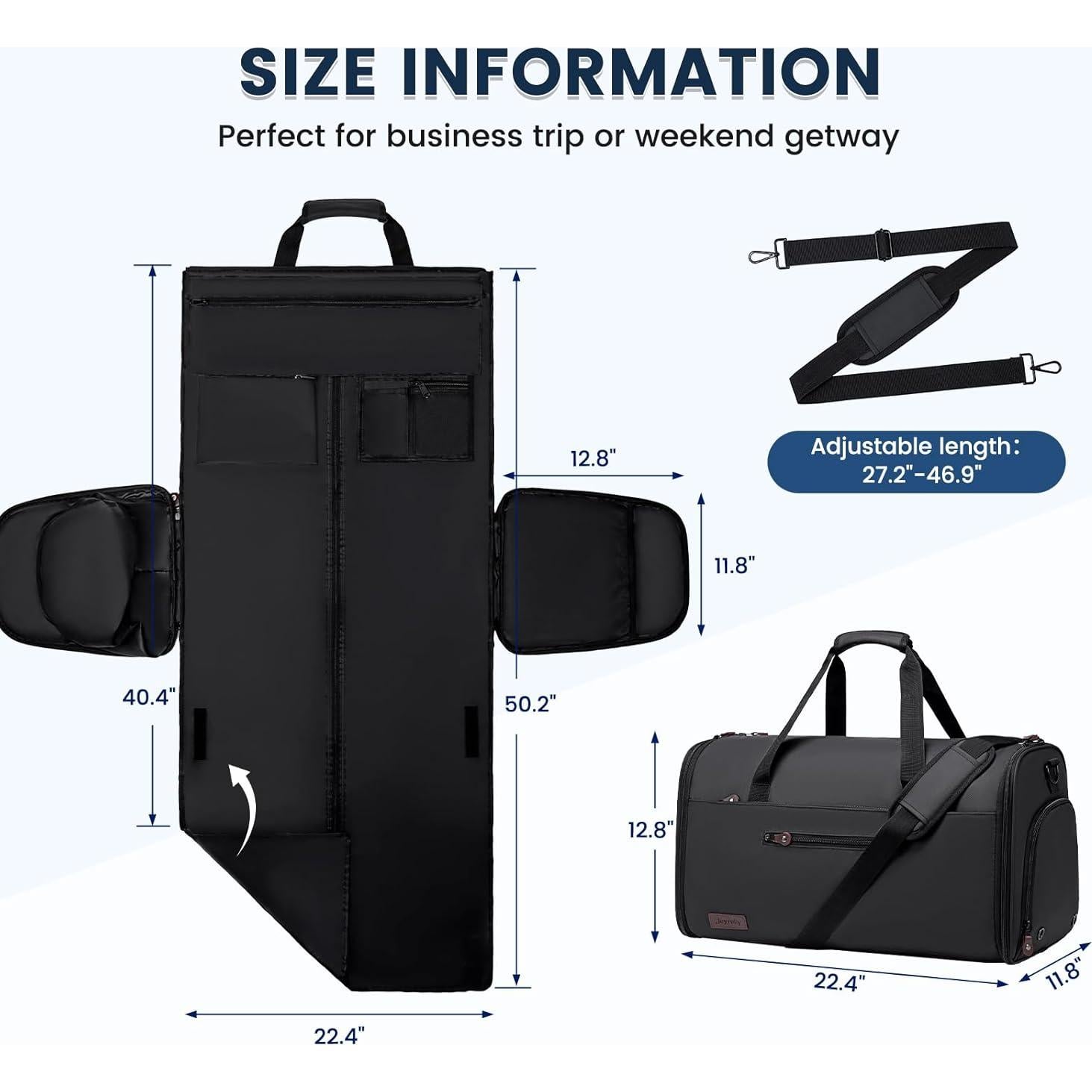 Bolsa de Ropa Duffle Joyrally 2 en 1 Impermeable Negra