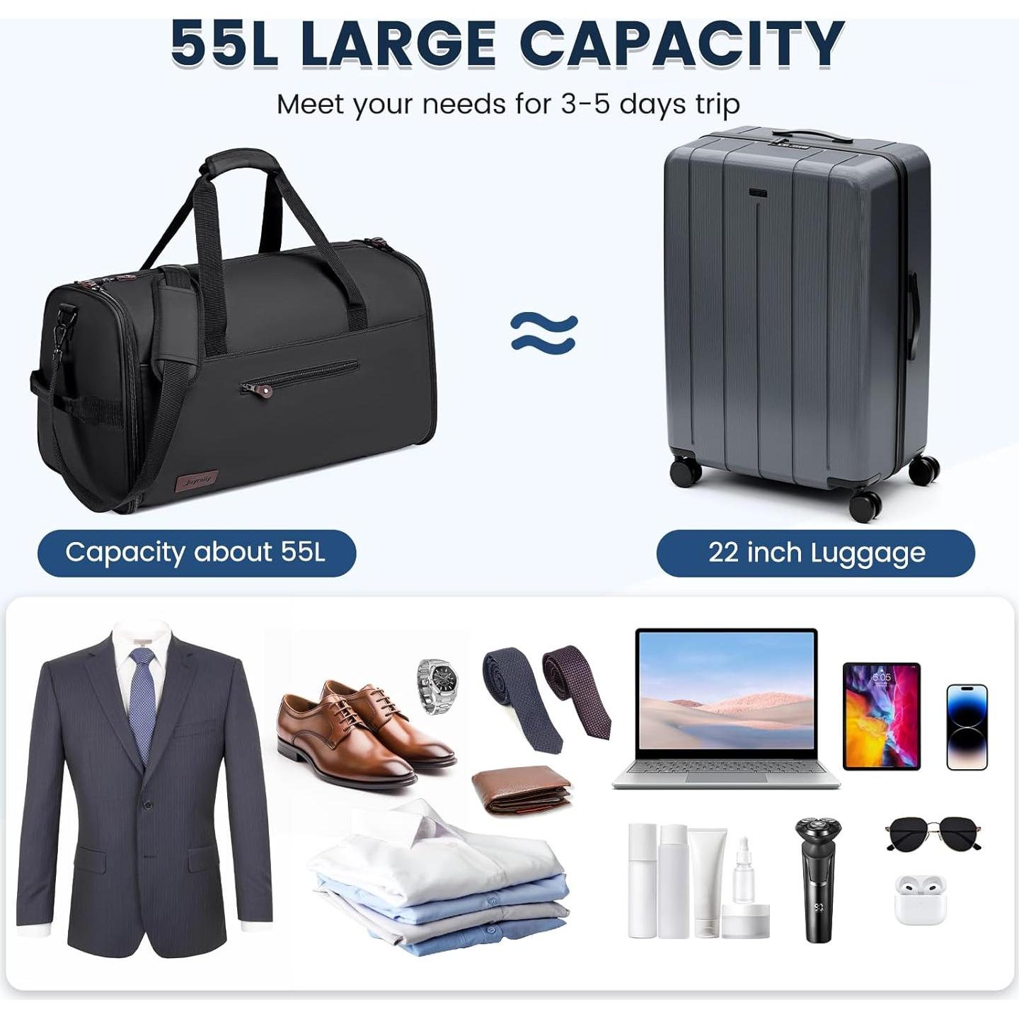 Bolsa de Ropa Duffle Joyrally 2 en 1 Impermeable Negra