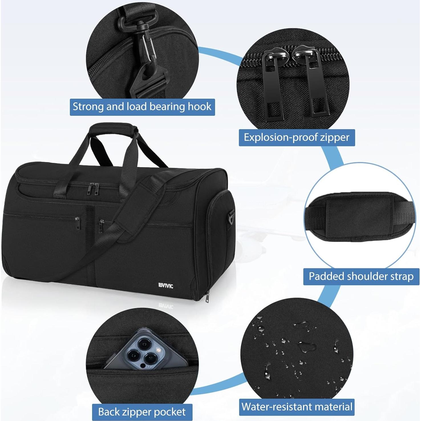 Bolsa de viaje duffle IBVIVIC Reise-Kleidersack negra 2 en 1