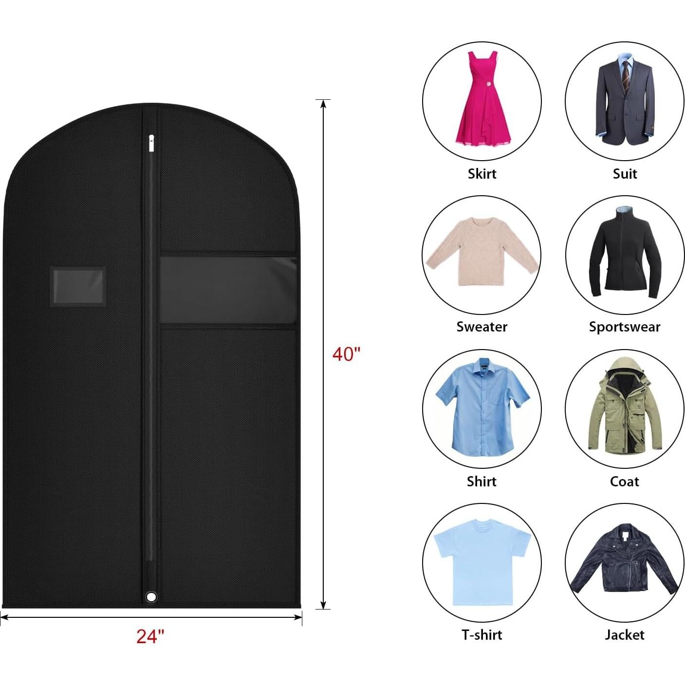 Bolsas para Trajes Univivi 10 Piezas 101.6 cm Negro