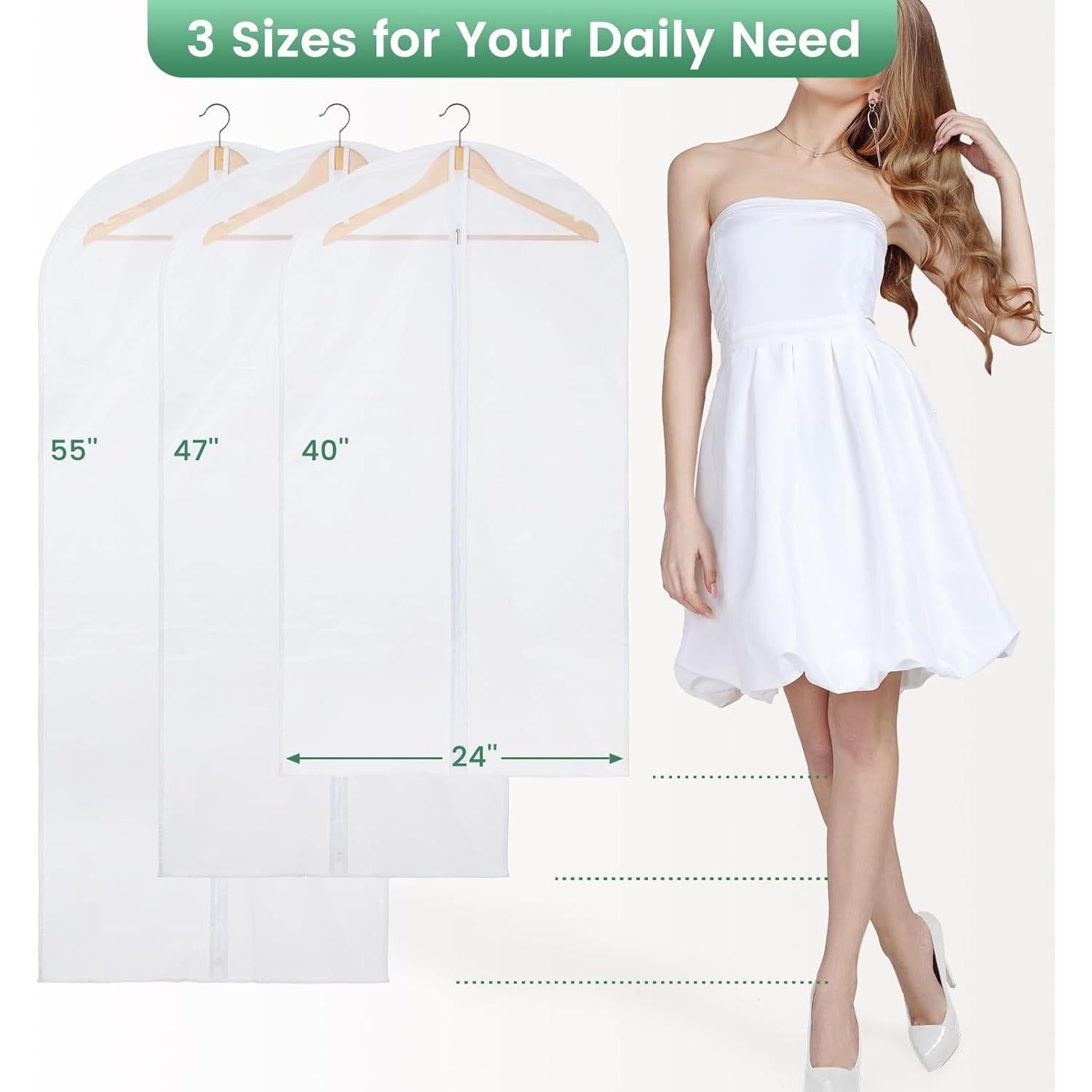 Bolsa de Ropa Translúcida Carbrea - 15 Paquetes 61x102/119/140 cm