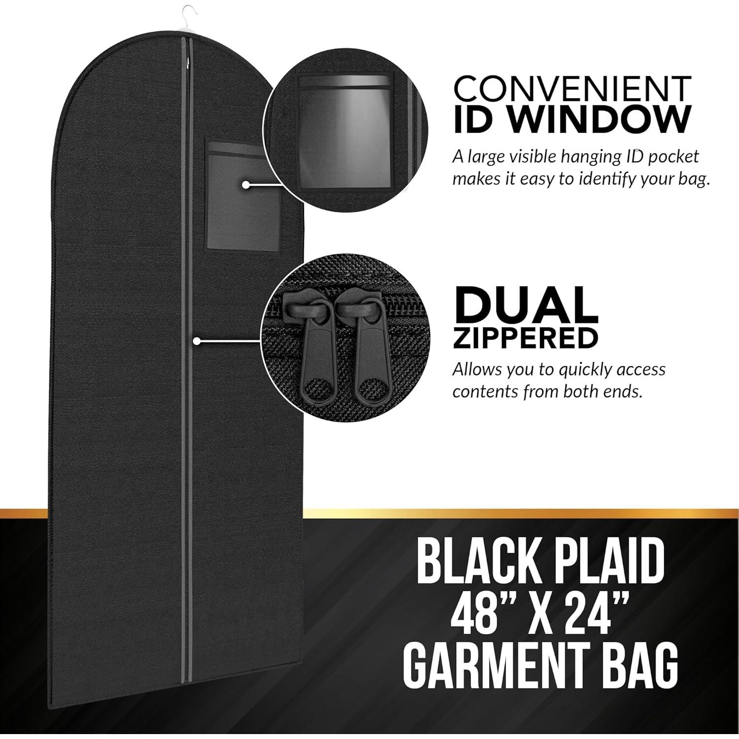 Bolsa de Traje Your Bags Tartan Negro 121.92x60.96cm Resistente