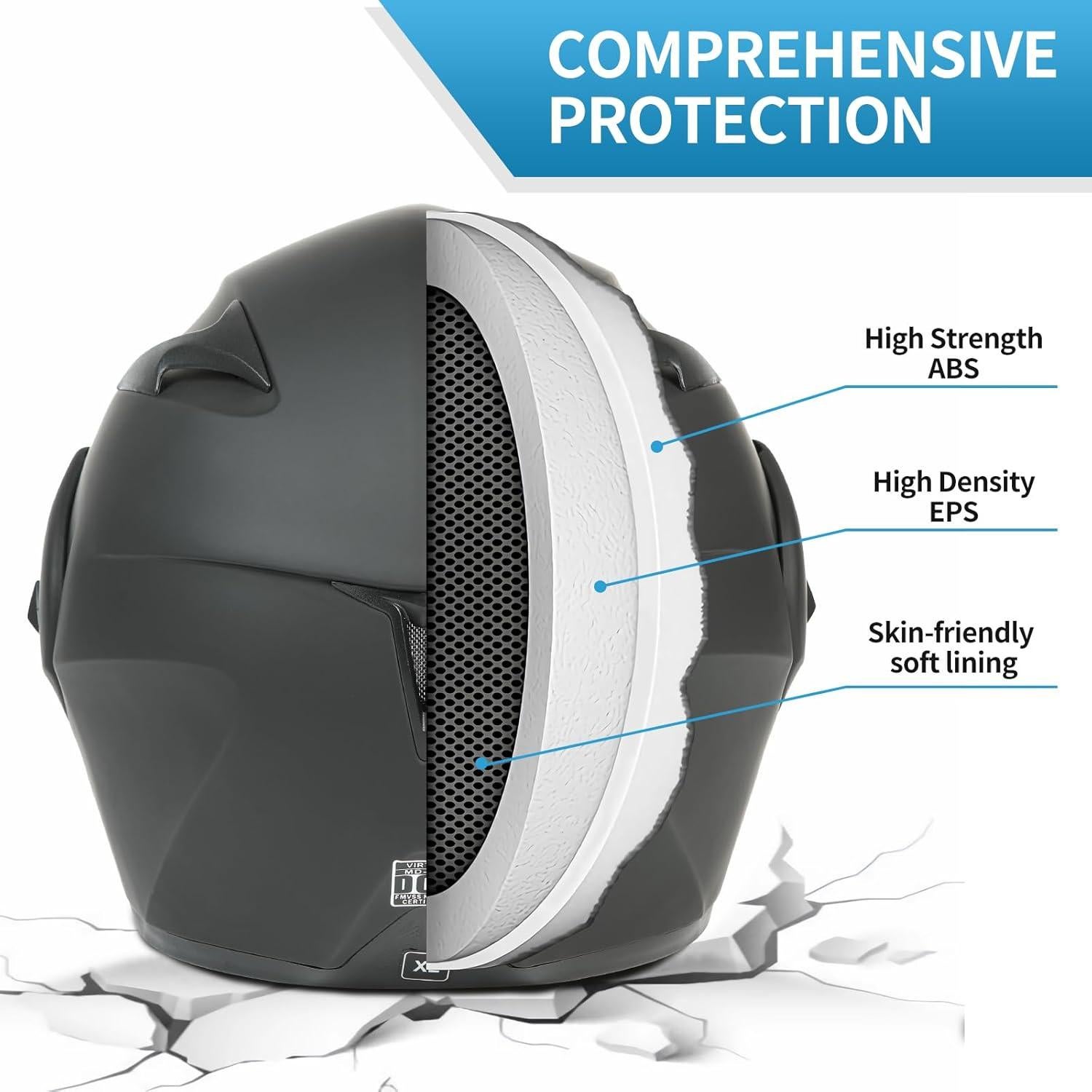 Casco Modular Bluetooth FRBRK F/803 Doble Visera Negro Mate