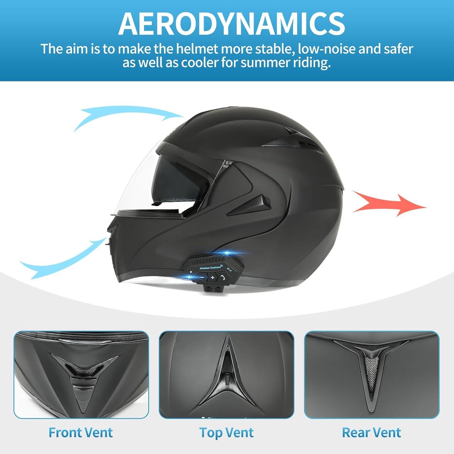 Casco Modular Bluetooth FRBRK F/803 Doble Visera Negro Mate