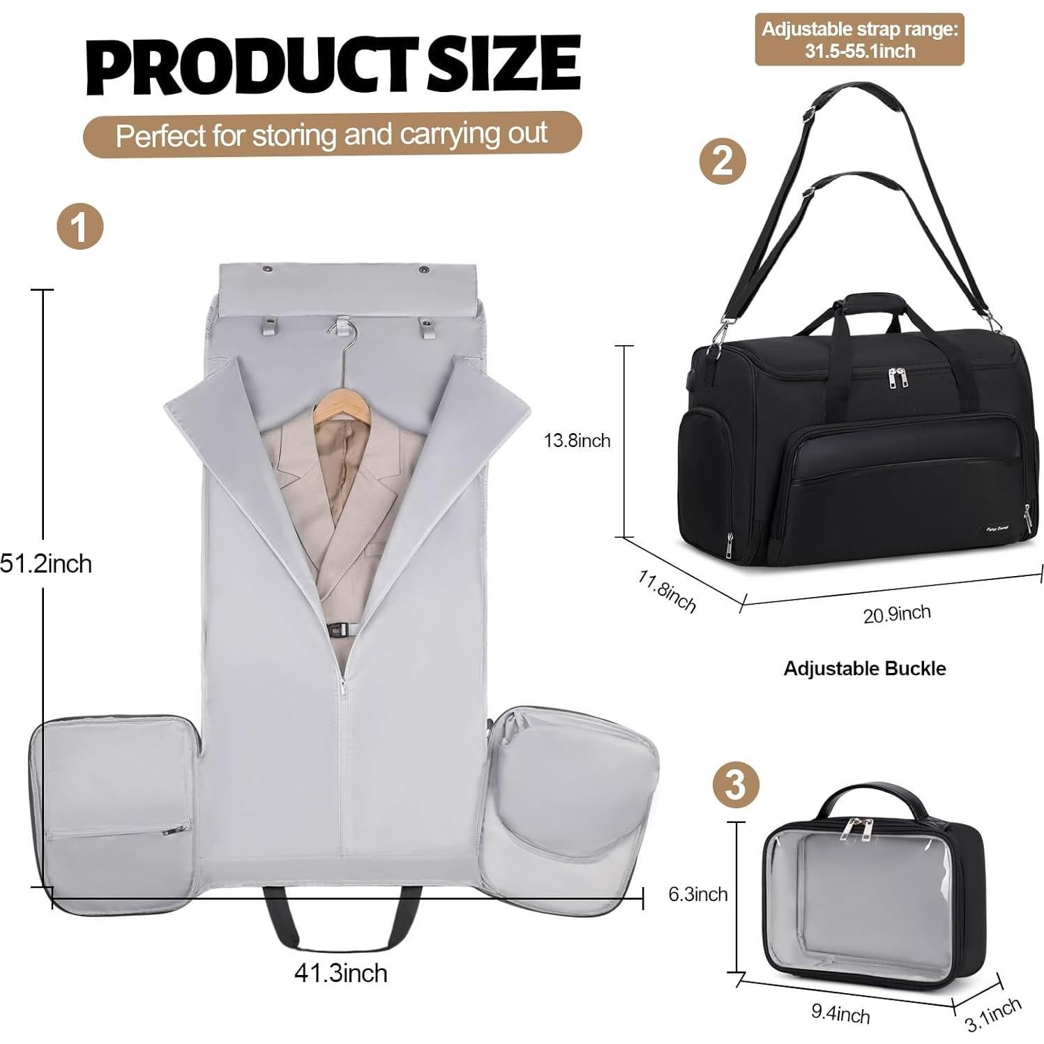 Bolsa Duffle Convertible 4 en 1 Bevalsa Negra 55L