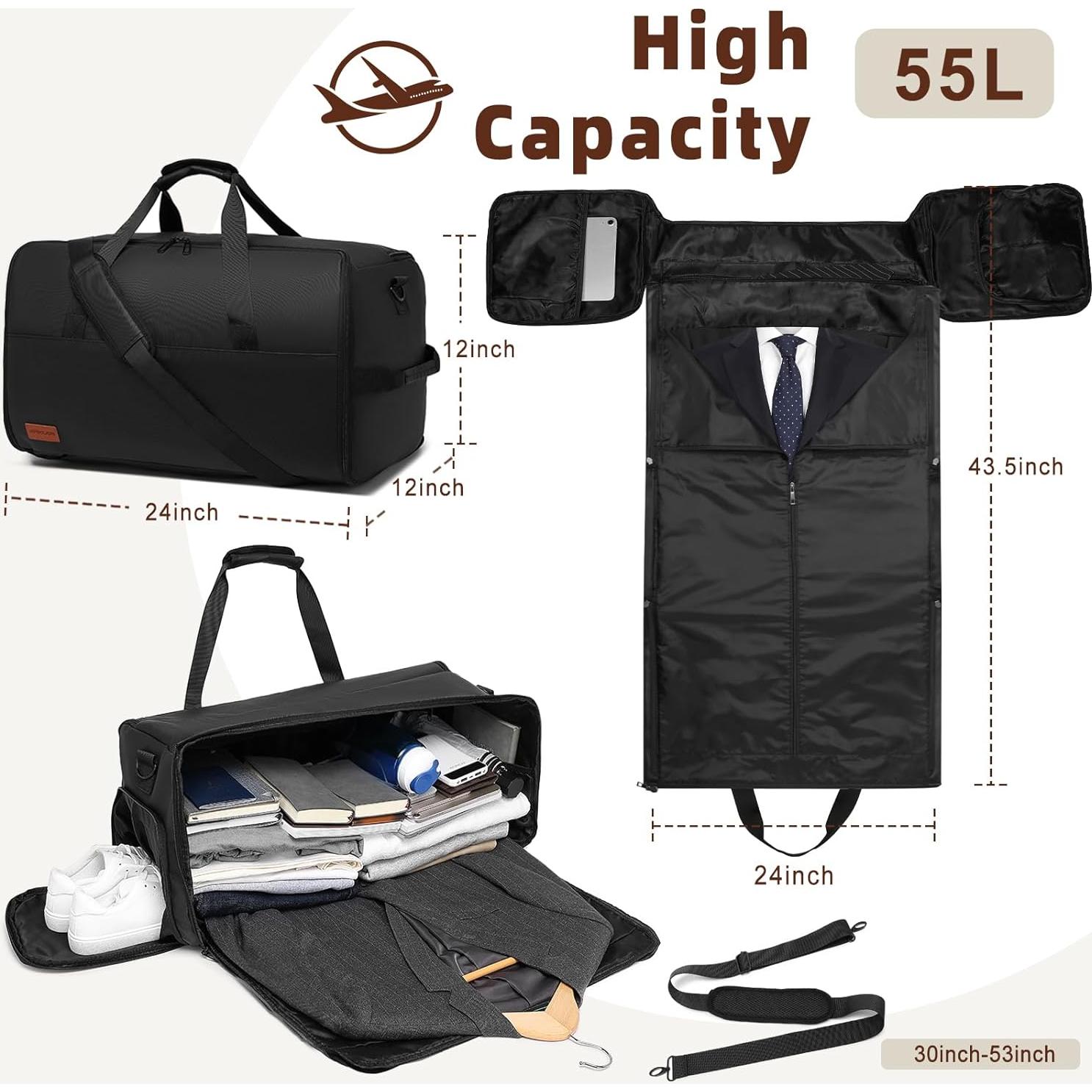 Bolsa de Ropa de Viaje BOLOSTA 3 en 1 Impermeable 55L