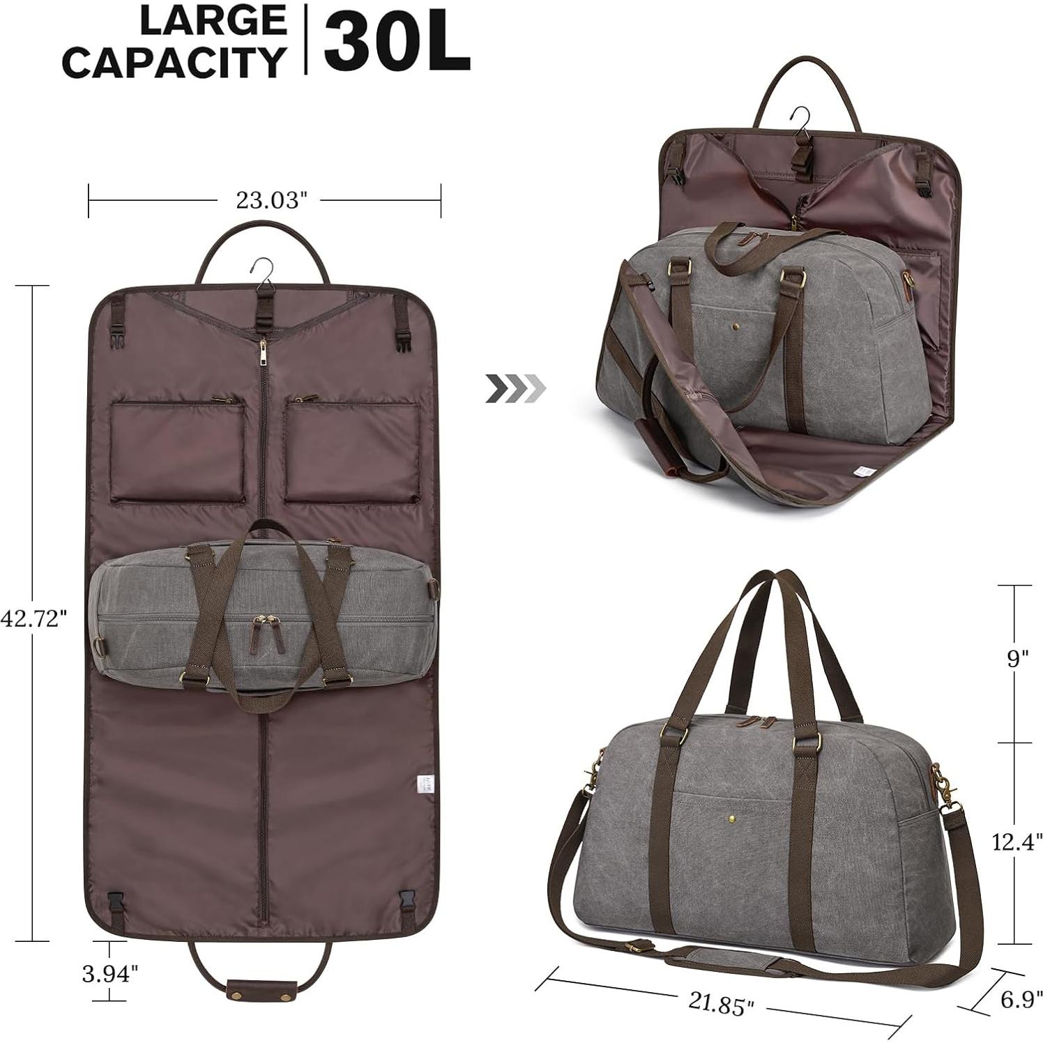Bolsa de Viaje Duffle S-ZONE 2 en 1 Lona Gris 58.5x108.5 cm