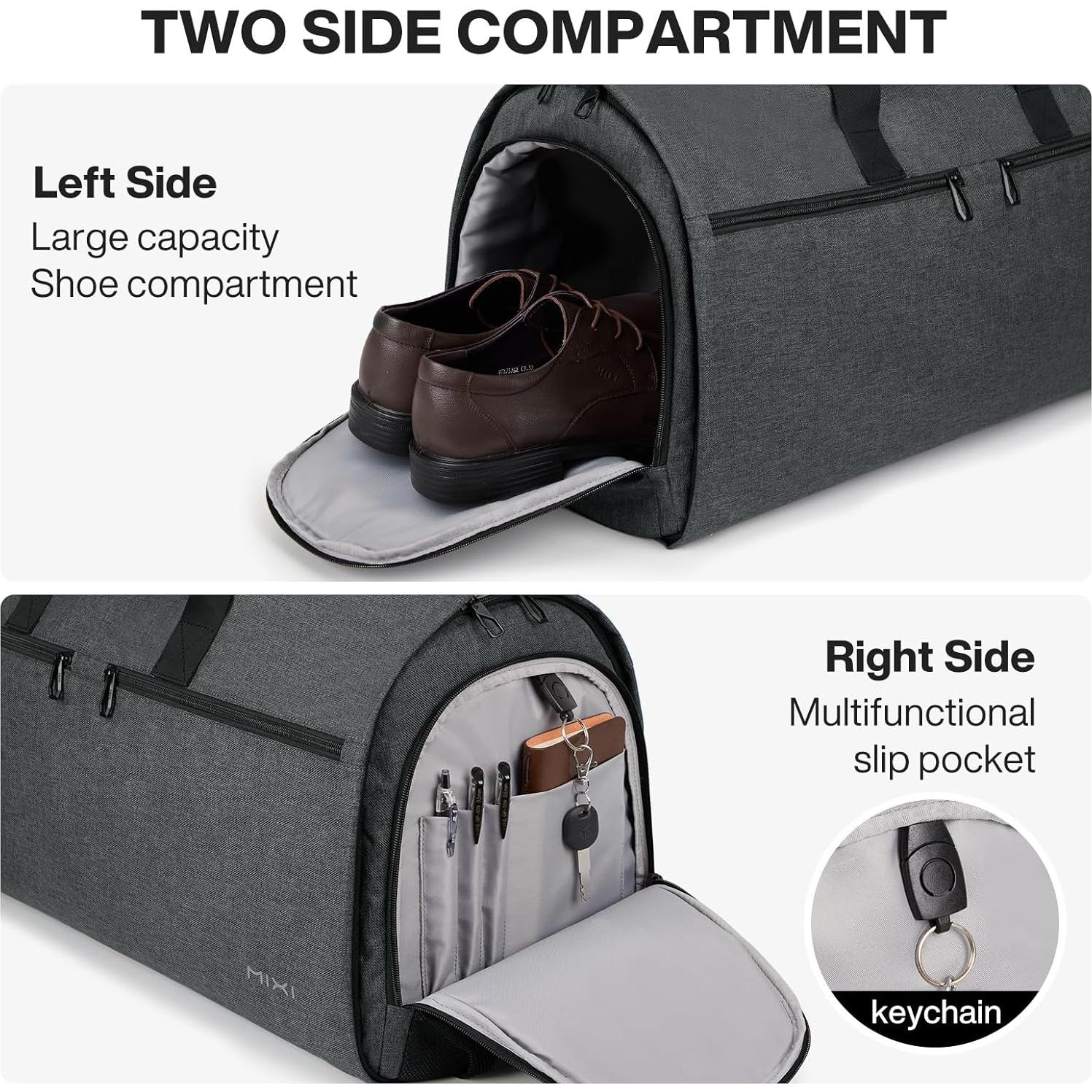 Bolsa de Ropa de Mano Mixi 56L Convertible Gris Roca