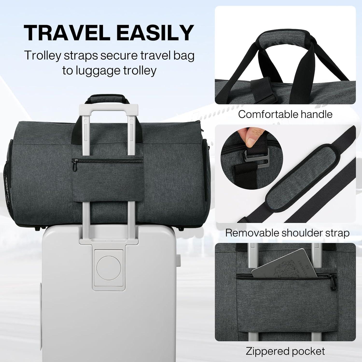 Bolsa de Ropa de Mano Mixi 56L Convertible Gris Roca