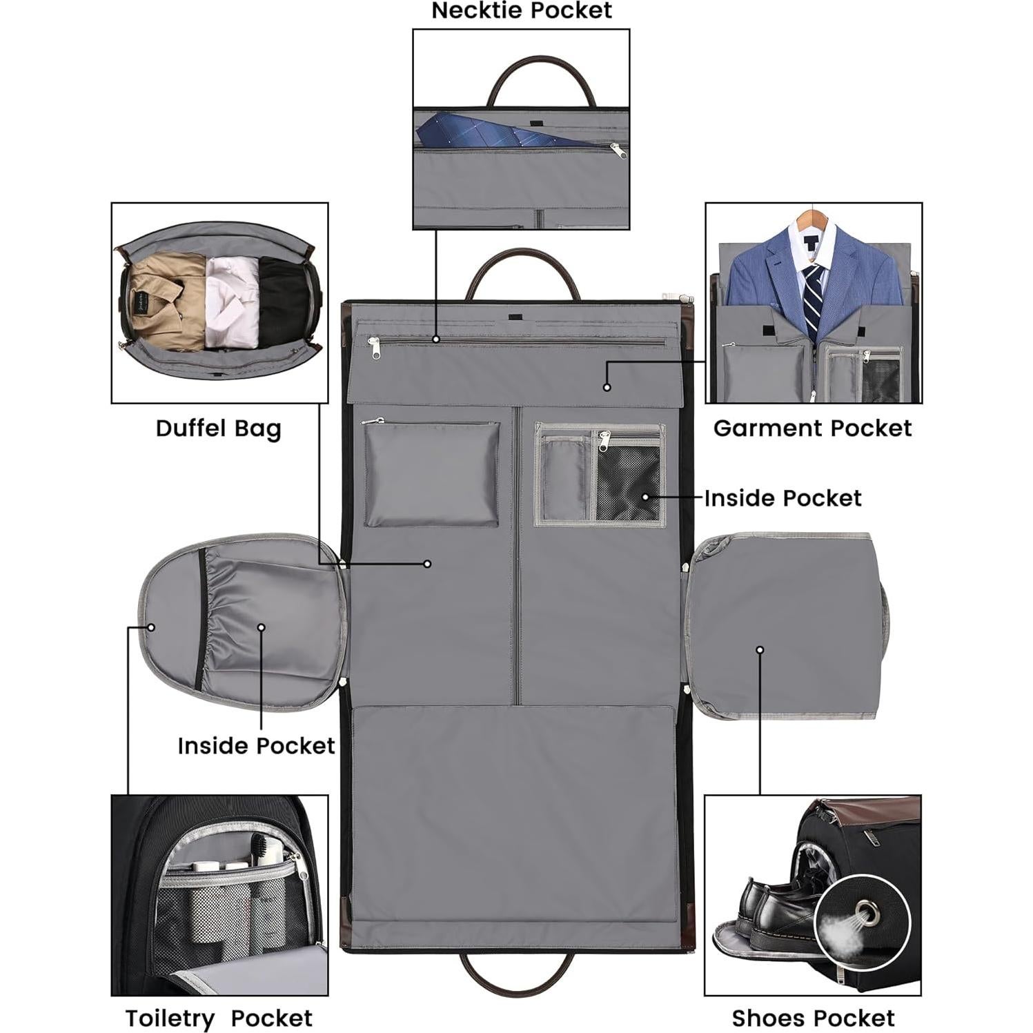 Bolsa de Viaje Duffle Jiefeike 2 en 1 con Compartimento para Zapatos