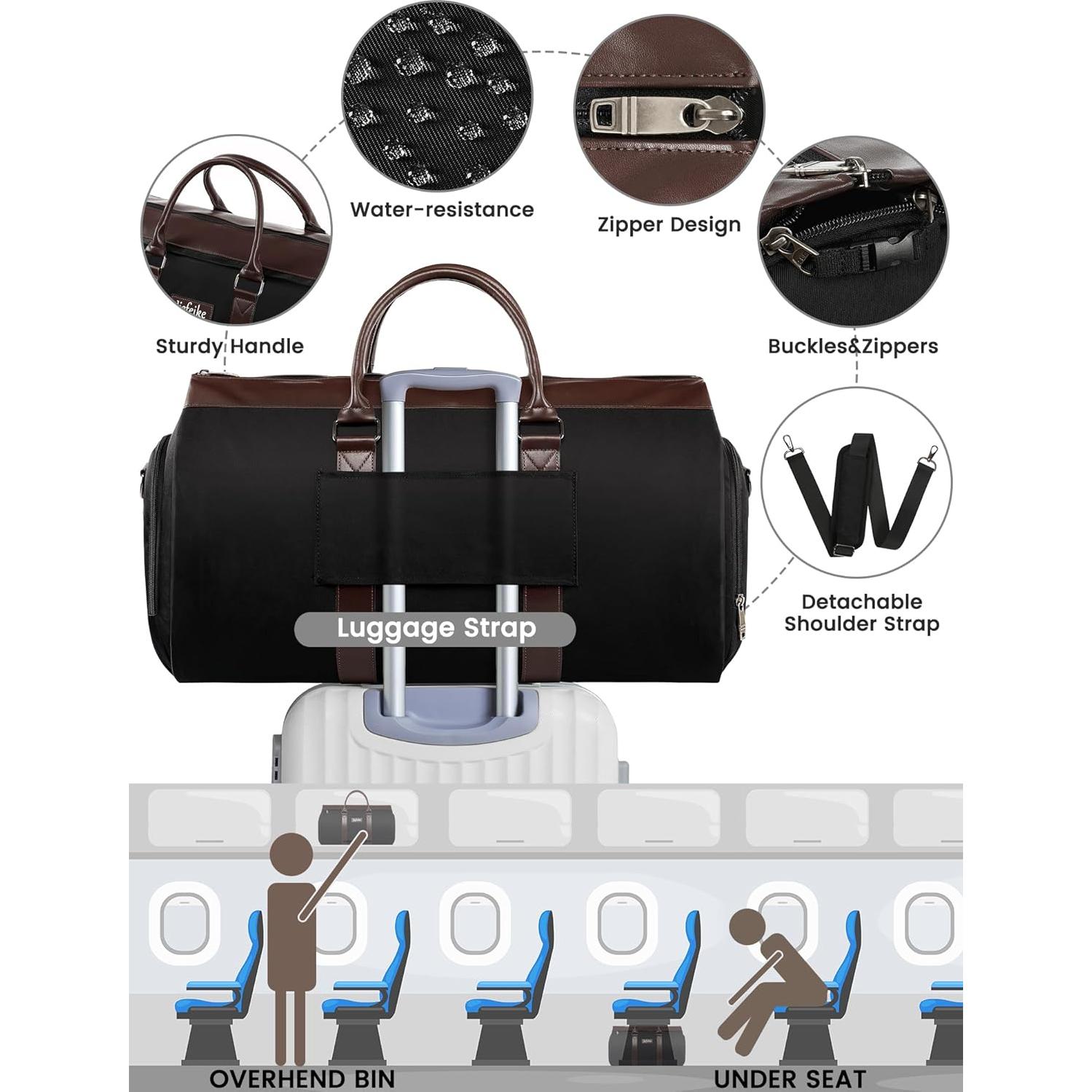 Bolsa de Viaje Duffle Jiefeike 2 en 1 con Compartimento para Zapatos