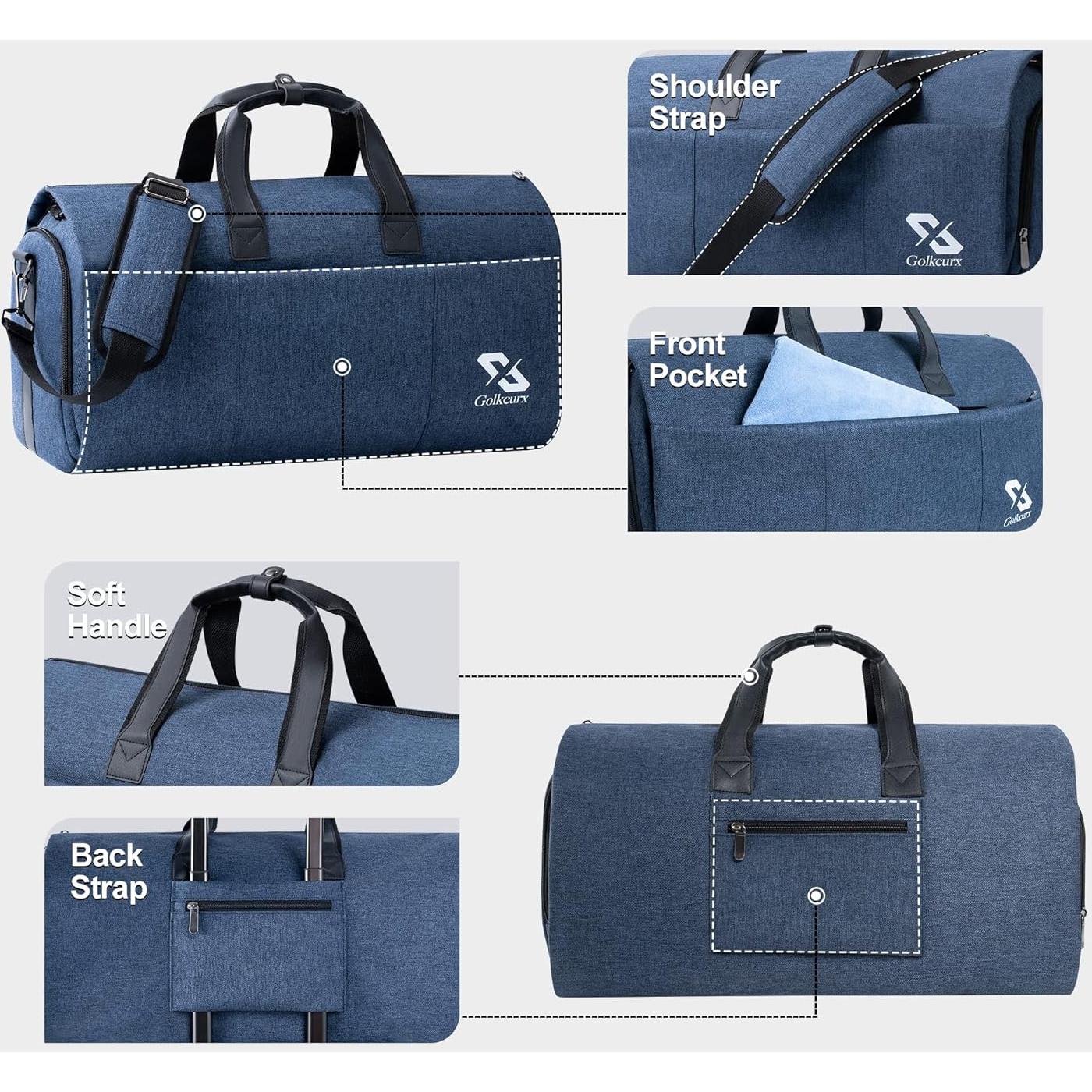 Bolsa de Ropa Convertible Golkcurx 2 en 1 Azul - Duffle y Colgante