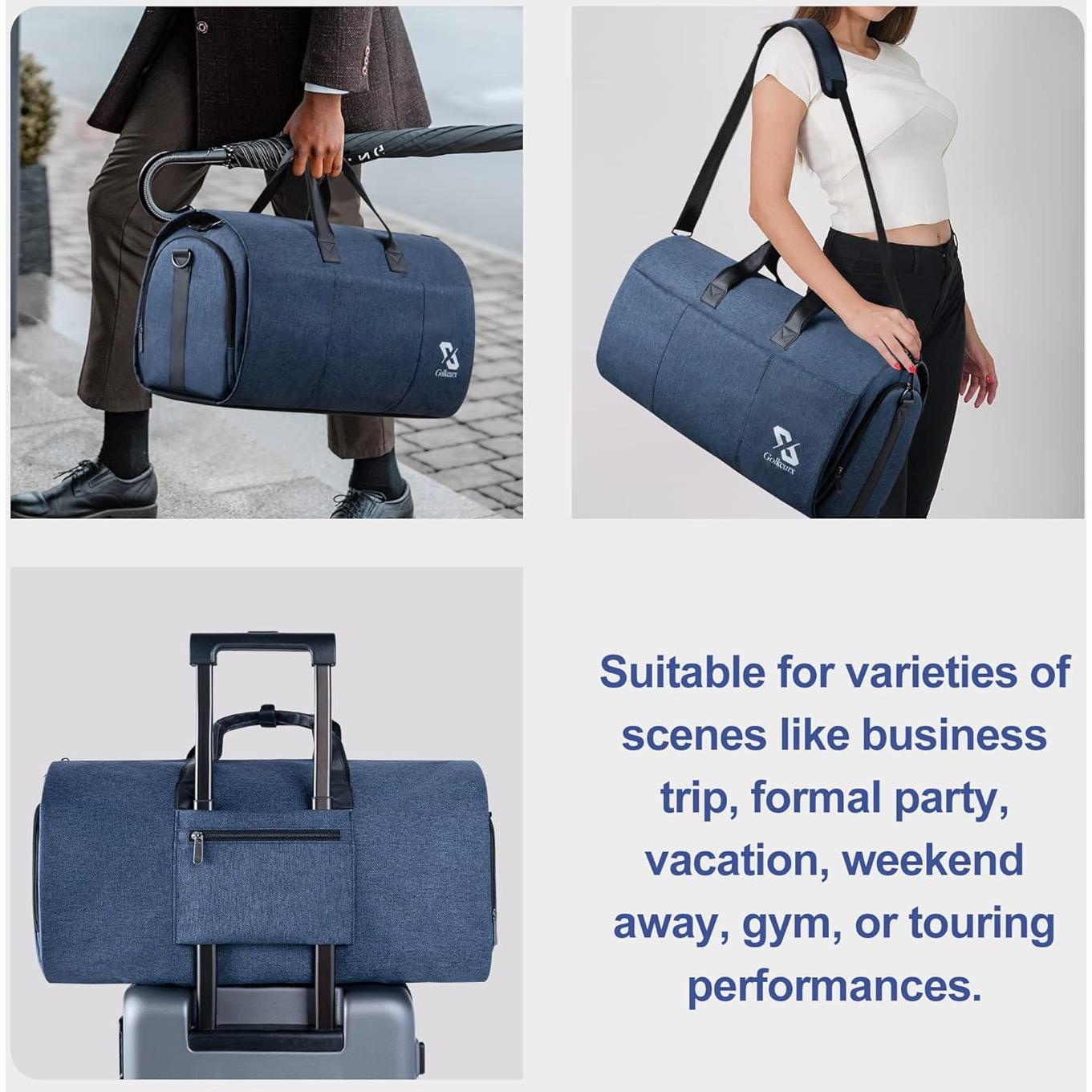 Bolsa de Ropa Convertible Golkcurx 2 en 1 Azul - Duffle y Colgante