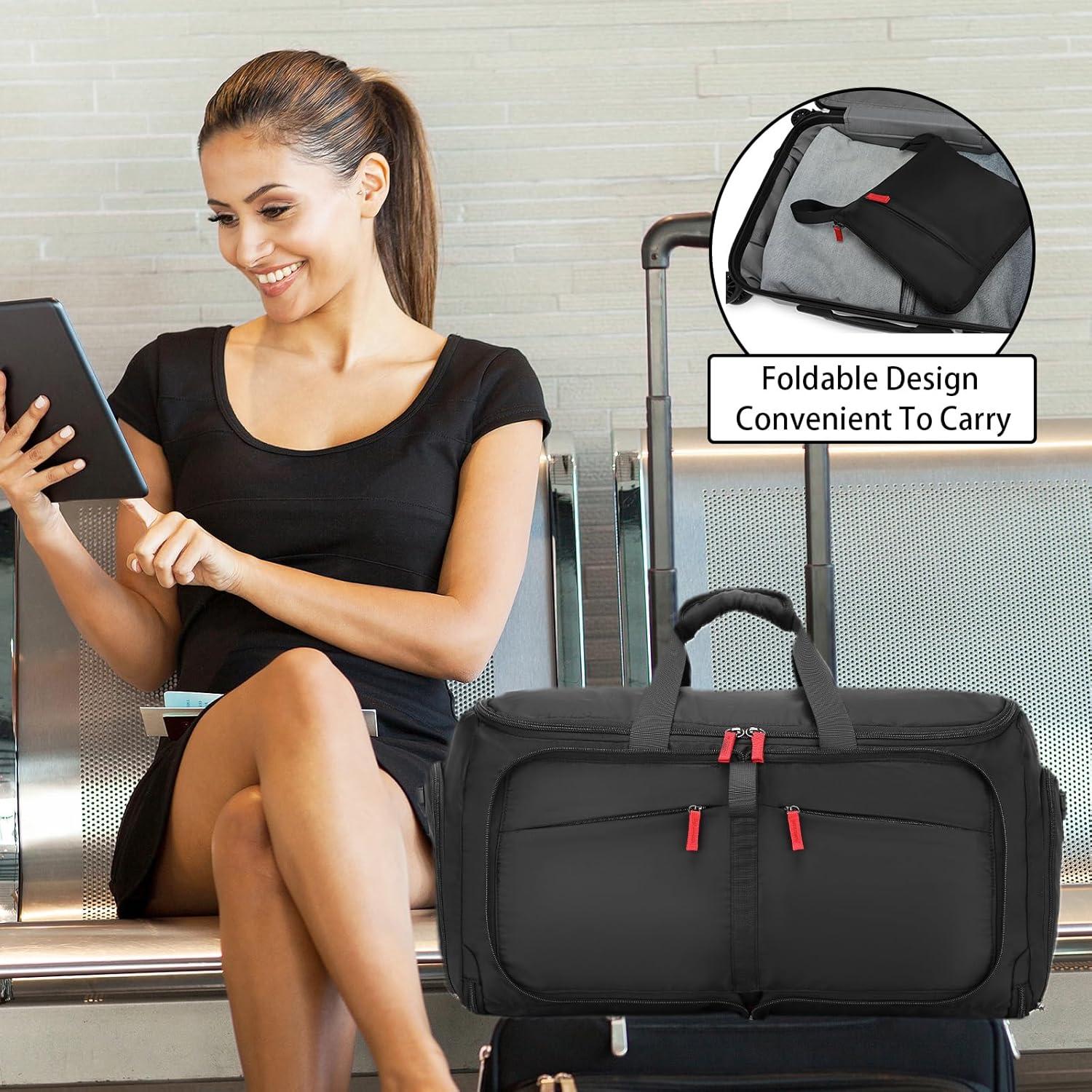 Bolsa de Ropa de Viaje Plegable Seyfocnia 55L con Compartimento para Zapatos