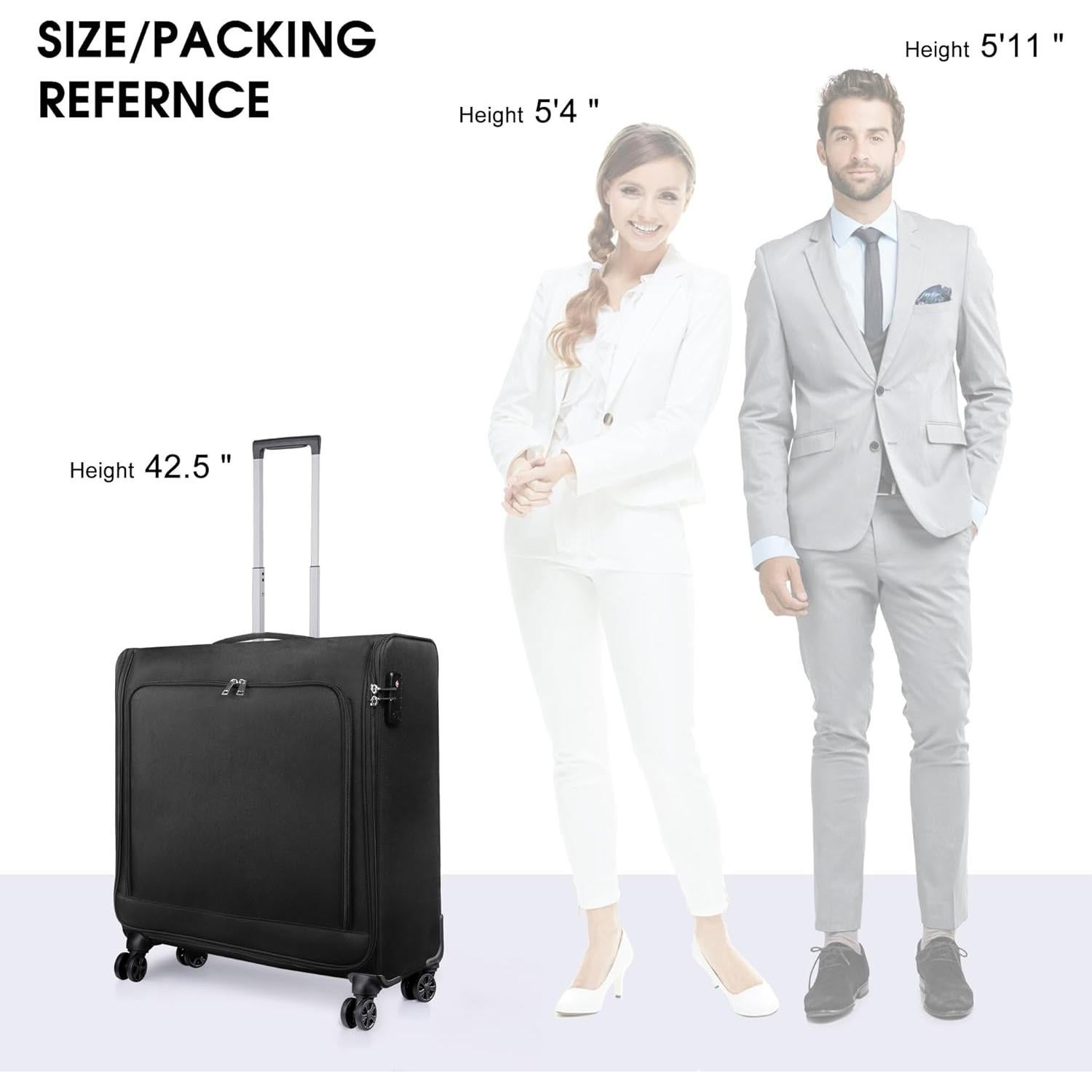 Maleta Rodante Bukere 80L con Compartimento para Traje Negro