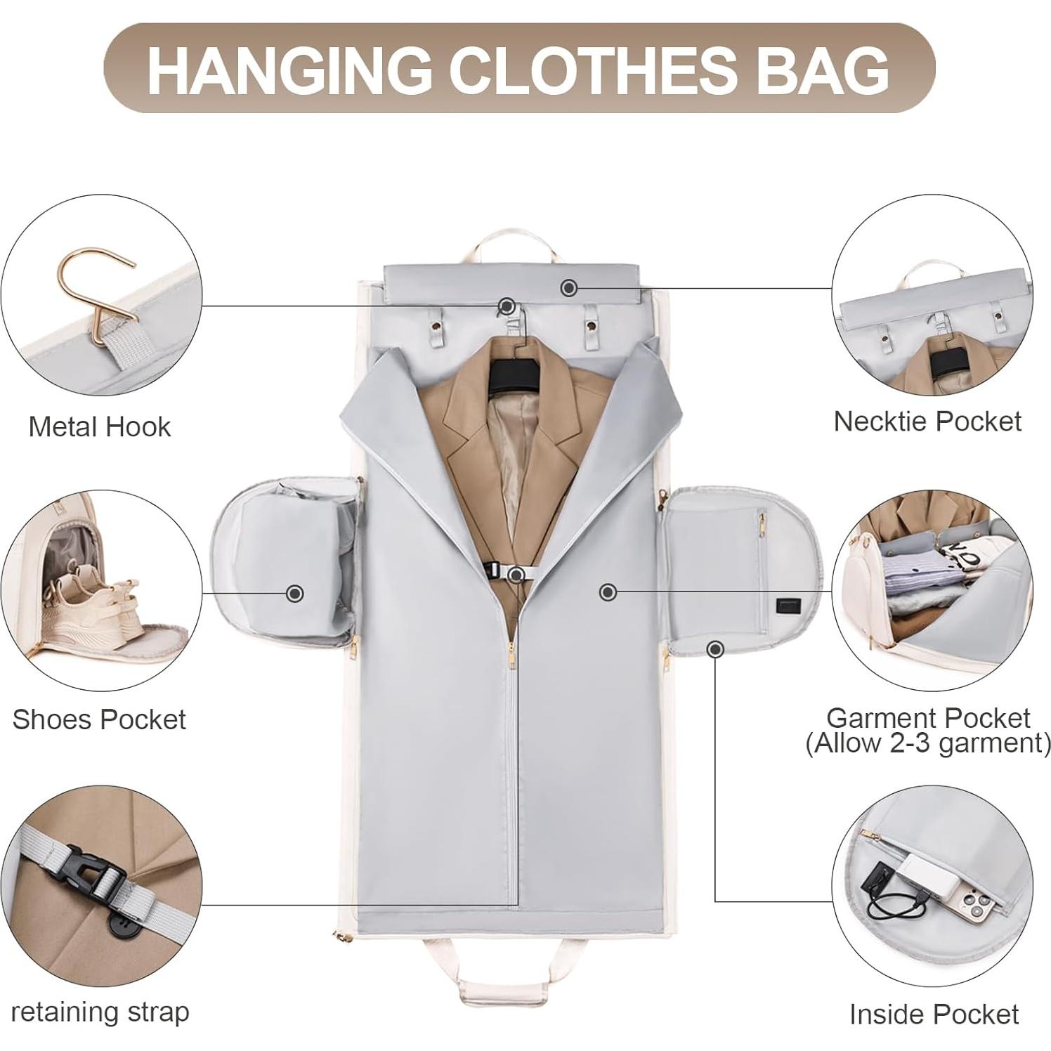 Bolsa de viaje convertible FIXITOK 3 en 1 con puerto USB