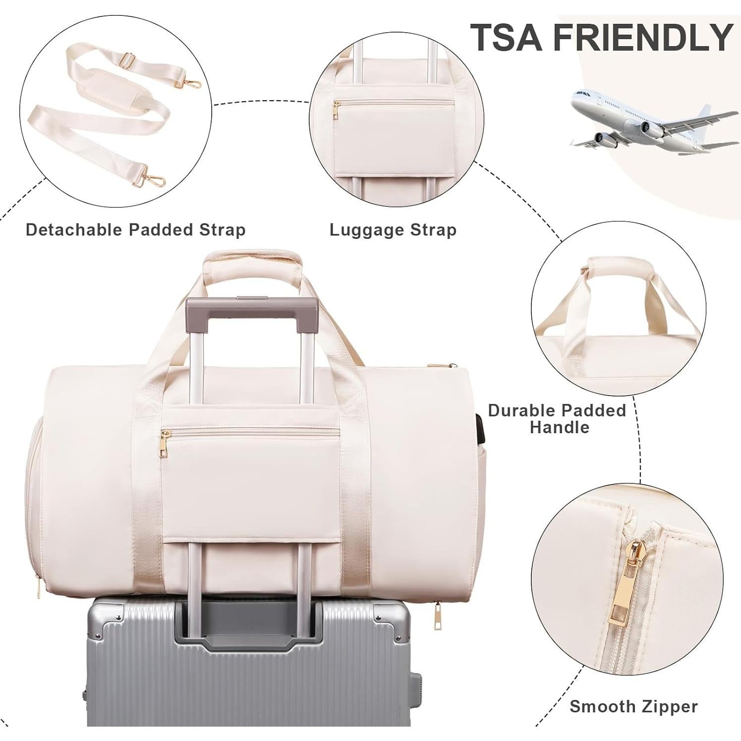 Bolsa de viaje convertible FIXITOK 3 en 1 con puerto USB