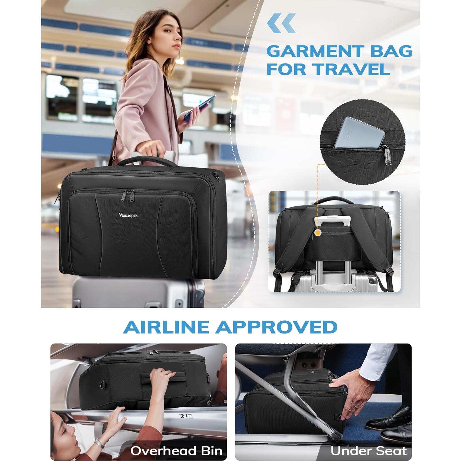 Bolsa de Ropa Convertible Vancropak para Viaje 15.6" Negro