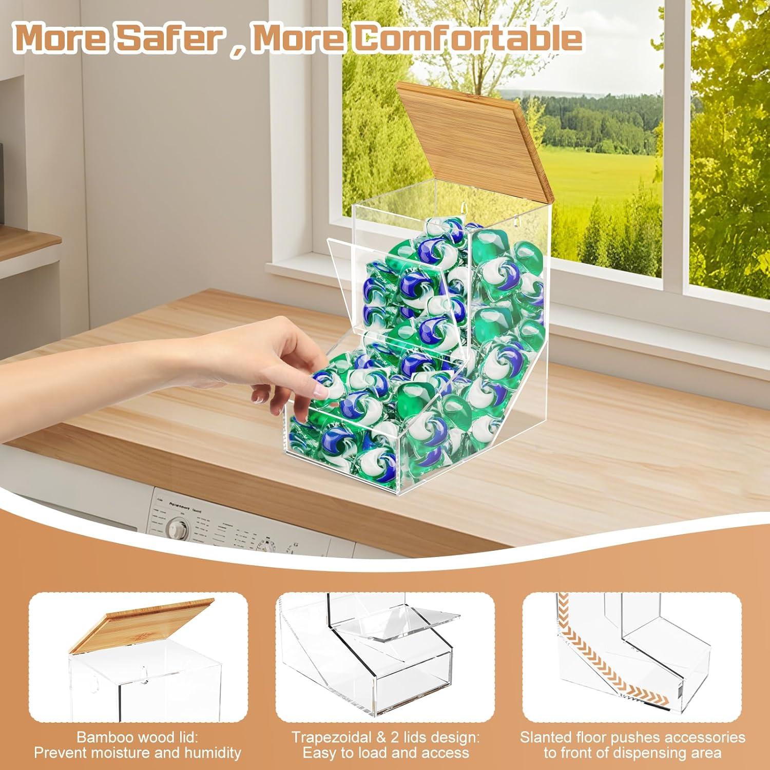 Contenedor de Cápsulas de Lavandería JYPS, Acrílico 20.32x19.81x12.95 cm