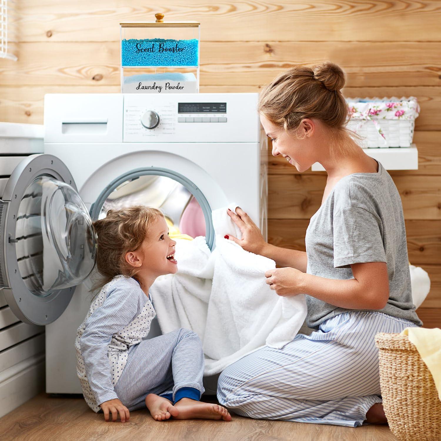 Organizador de Lavandería VOTLEVT Acrílico y Bambú 17.7x11.3x15.2cm