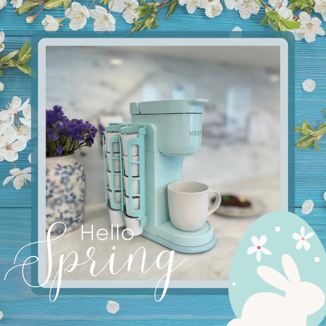 STORAGENIE K Cup Holder for Keurig, Coffee pod Storage, Side Mount | Wall Mount, Perfect for Small Counters (2 Rows/For 10 K Cups, OASIS BLUE)