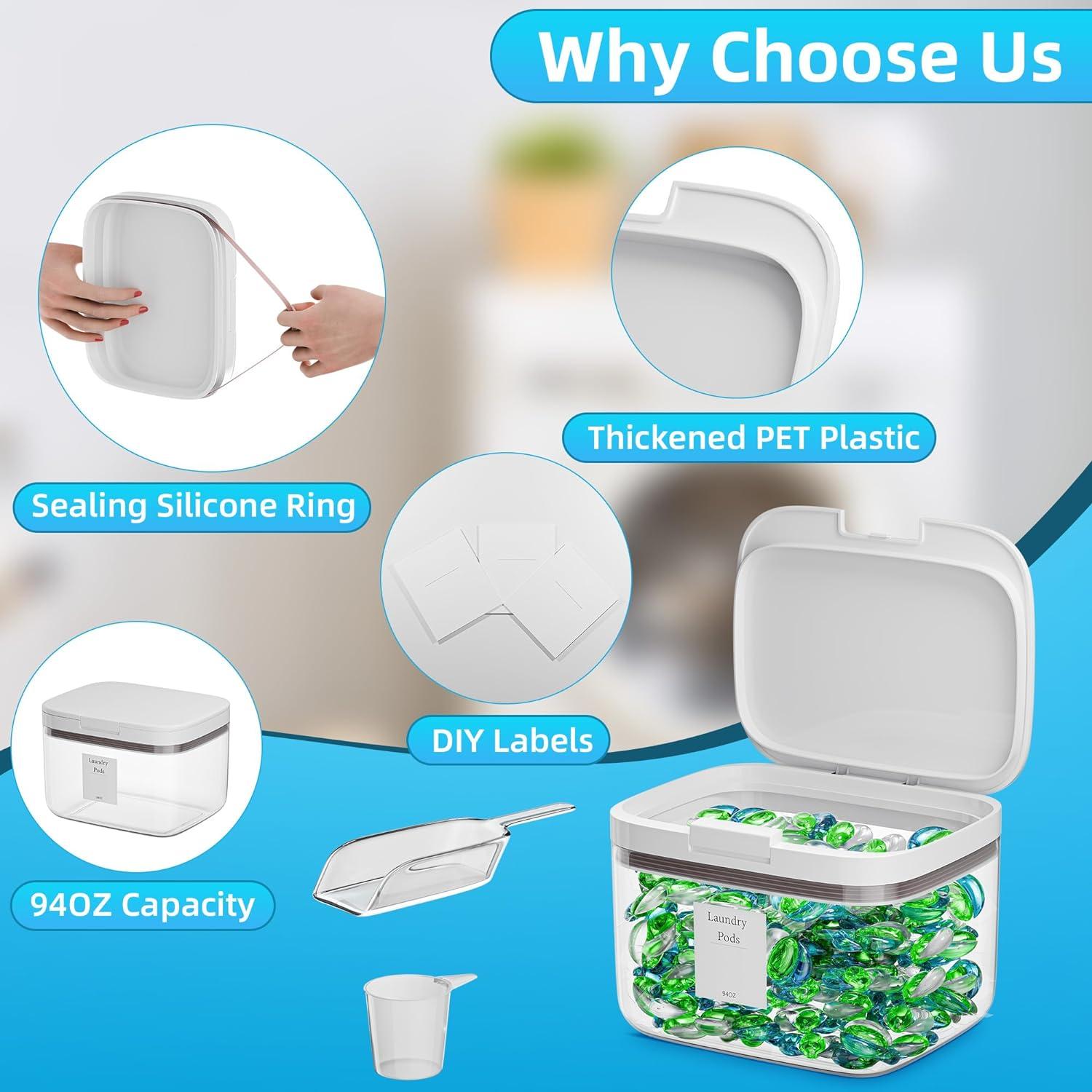 Contenedor de cápulas de lavandería Hordely 94oz transparente