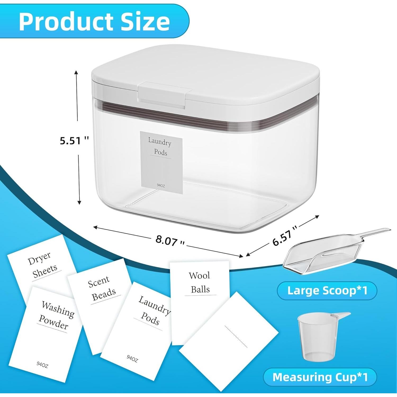 Contenedor de cápulas de lavandería Hordely 94oz transparente