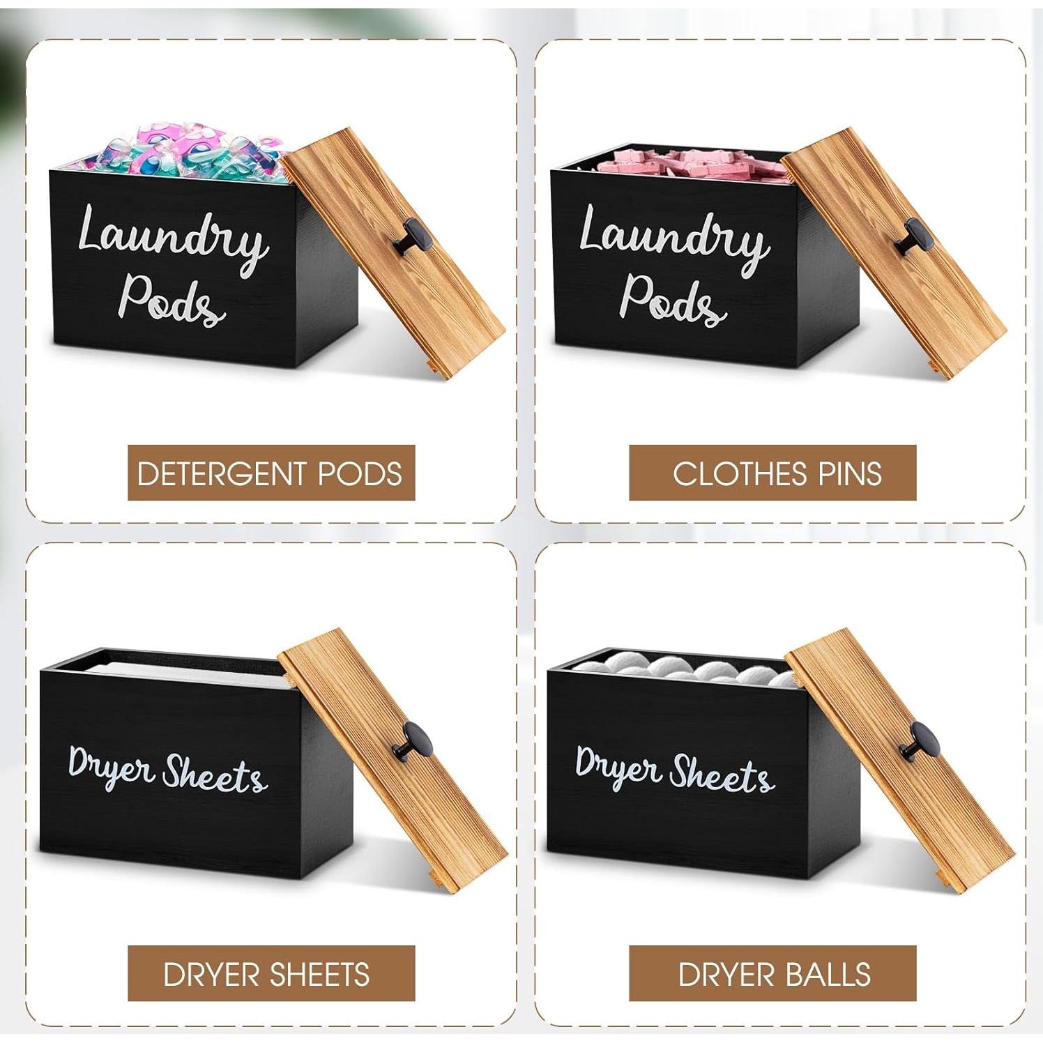 Soporte y Contenedor de Almacenamiento Dandat - Madera Negra