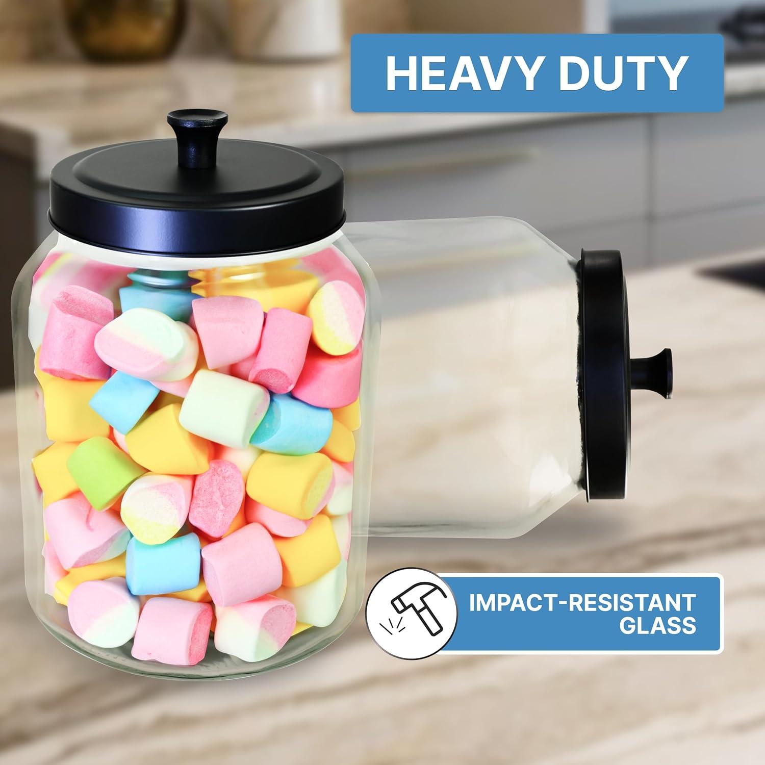 TidyFriend Glass Laundry Pod Container Jar with Lid, Laundry Pod Storage Container for Laundry Room Organization (Clean Jar with Black Lid)