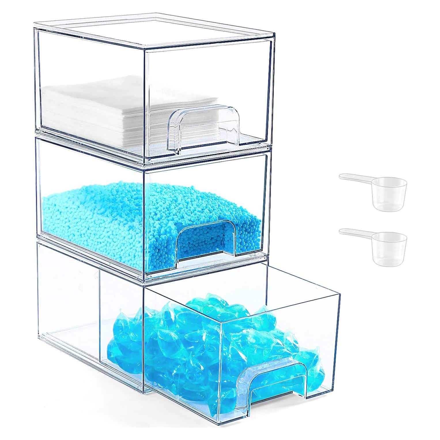 Juego de Contenedores Apilables VEGEVIGI para Lavandería 3 Pack