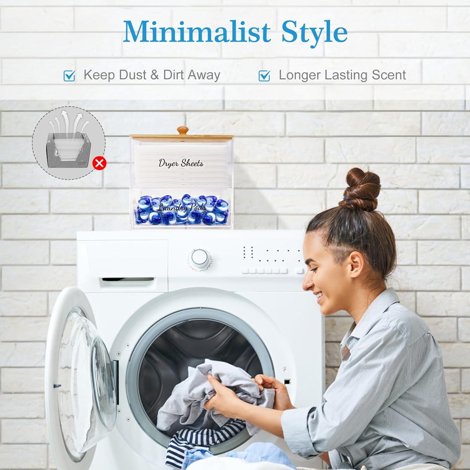 Soporte para Hojas de Secadora JYPS con Cajón y Tapa de Bambú