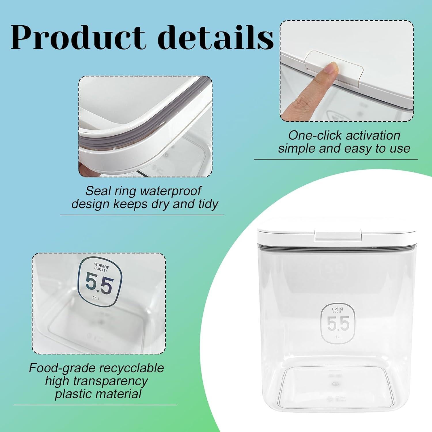 Contenedor de Almacenamiento 5.5L YEXEXINM con Tapa Automática