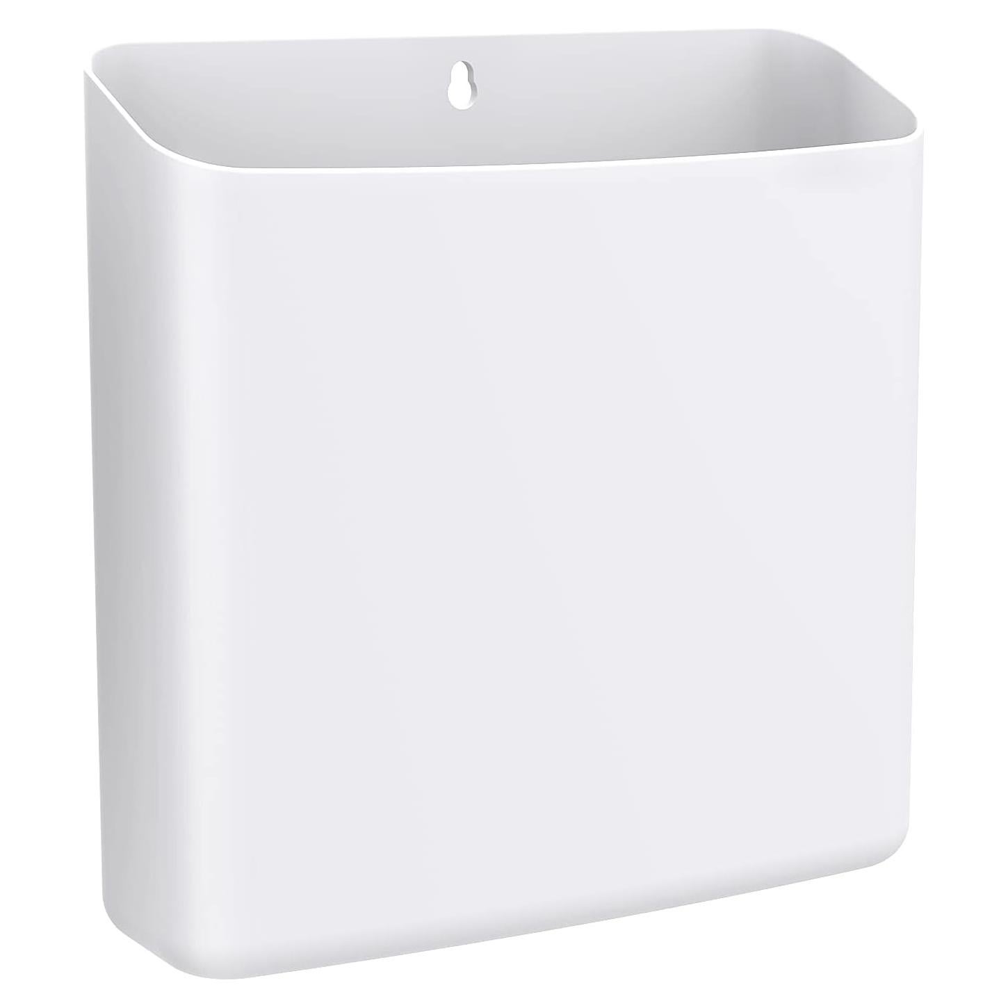 MoKo Magnetic Lint Bin for Laundry Room, Bathroom Washer Saving Container Hanging Widen Storage Holder Orgainzer Basket Wall Mount Trash Can for Detergent Pods Dryer Softener Balls Dryer Sheet, White