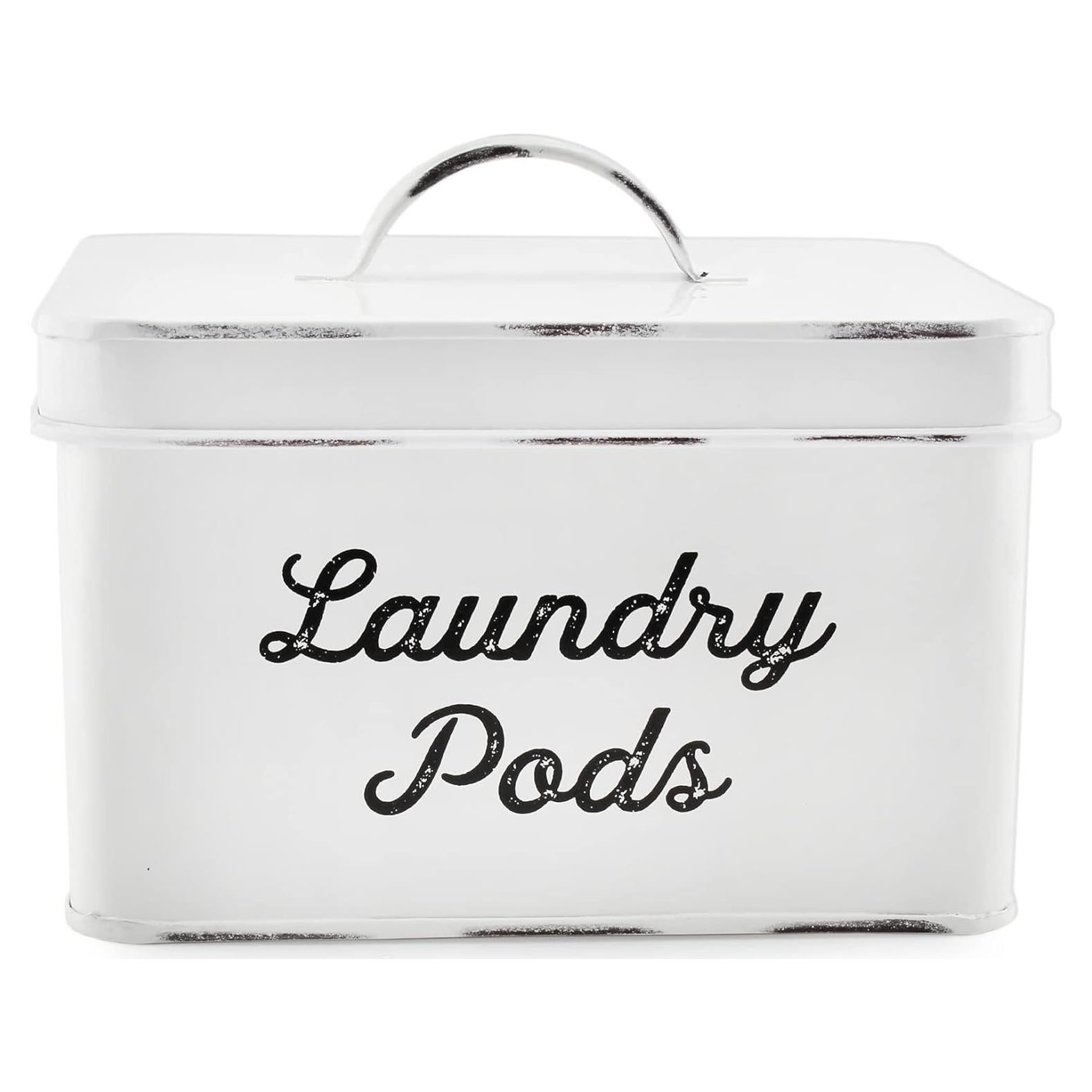 Contenedor de Almacenamiento para Pods de Lavandería AuldHome Blanco Rústico